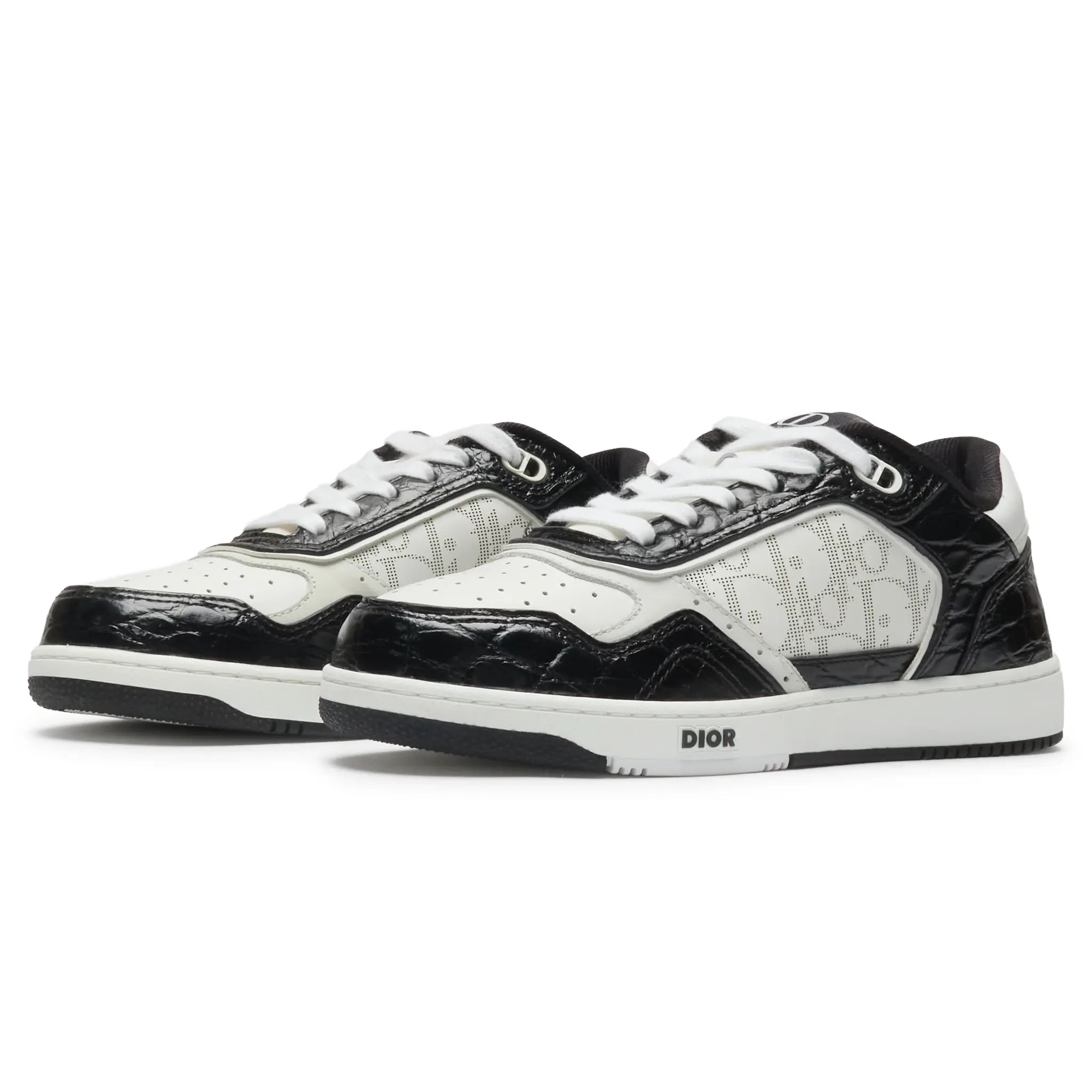Front Side View of Dior B27 Uptown Black White Python Sneaker 3SN272ZRW96037