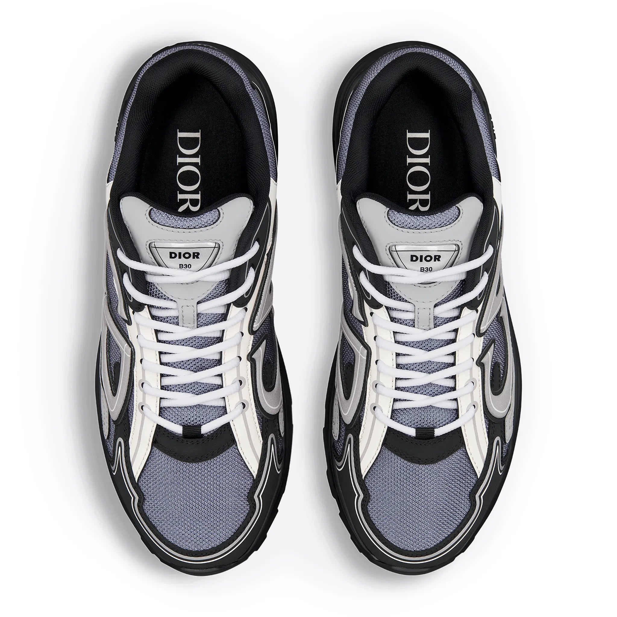 Top view of Dior B30 Mesh Blue Grey White Black Trainer 3SN279ZRB_H068