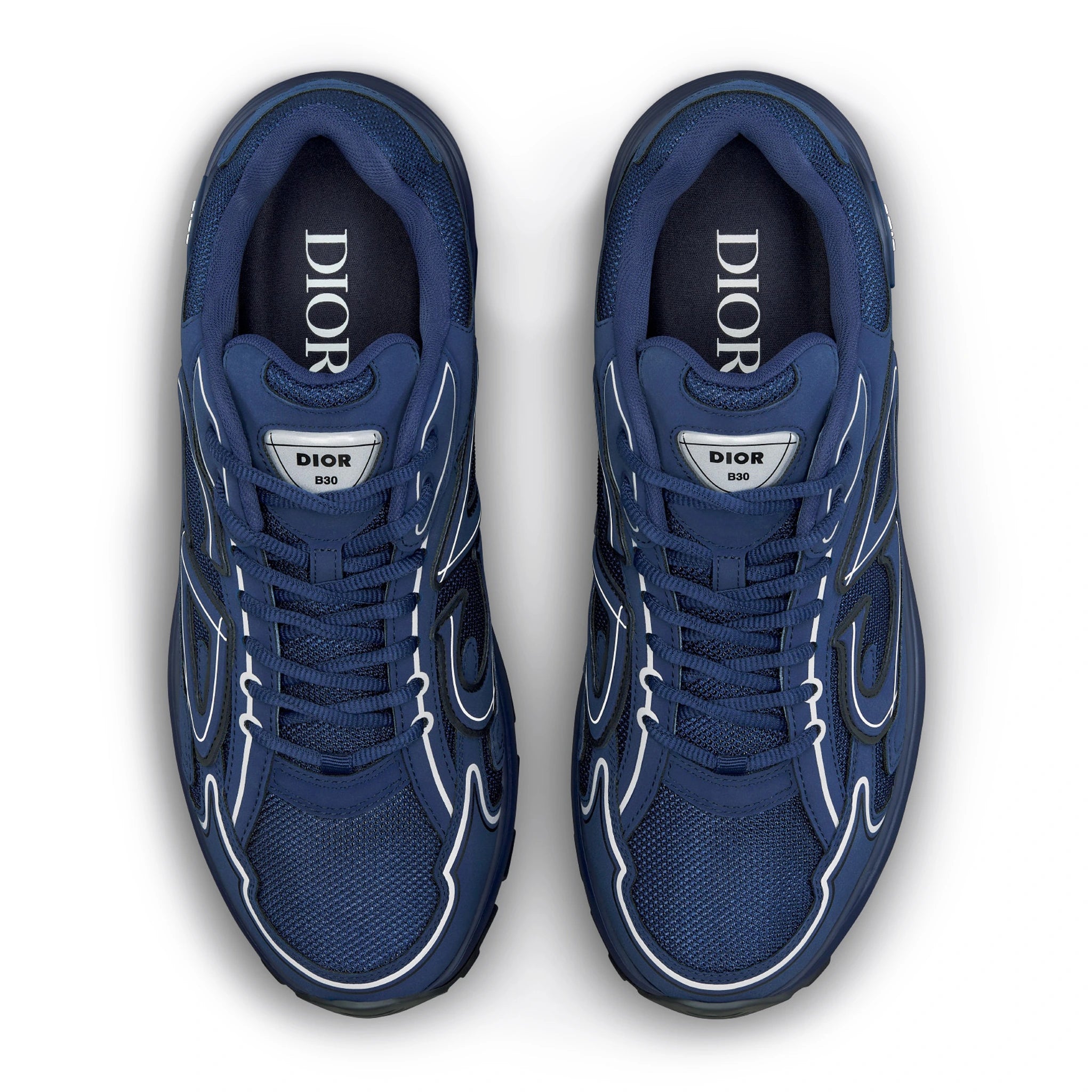 Top view of Dior B30 Mesh Deep Blue Trainer