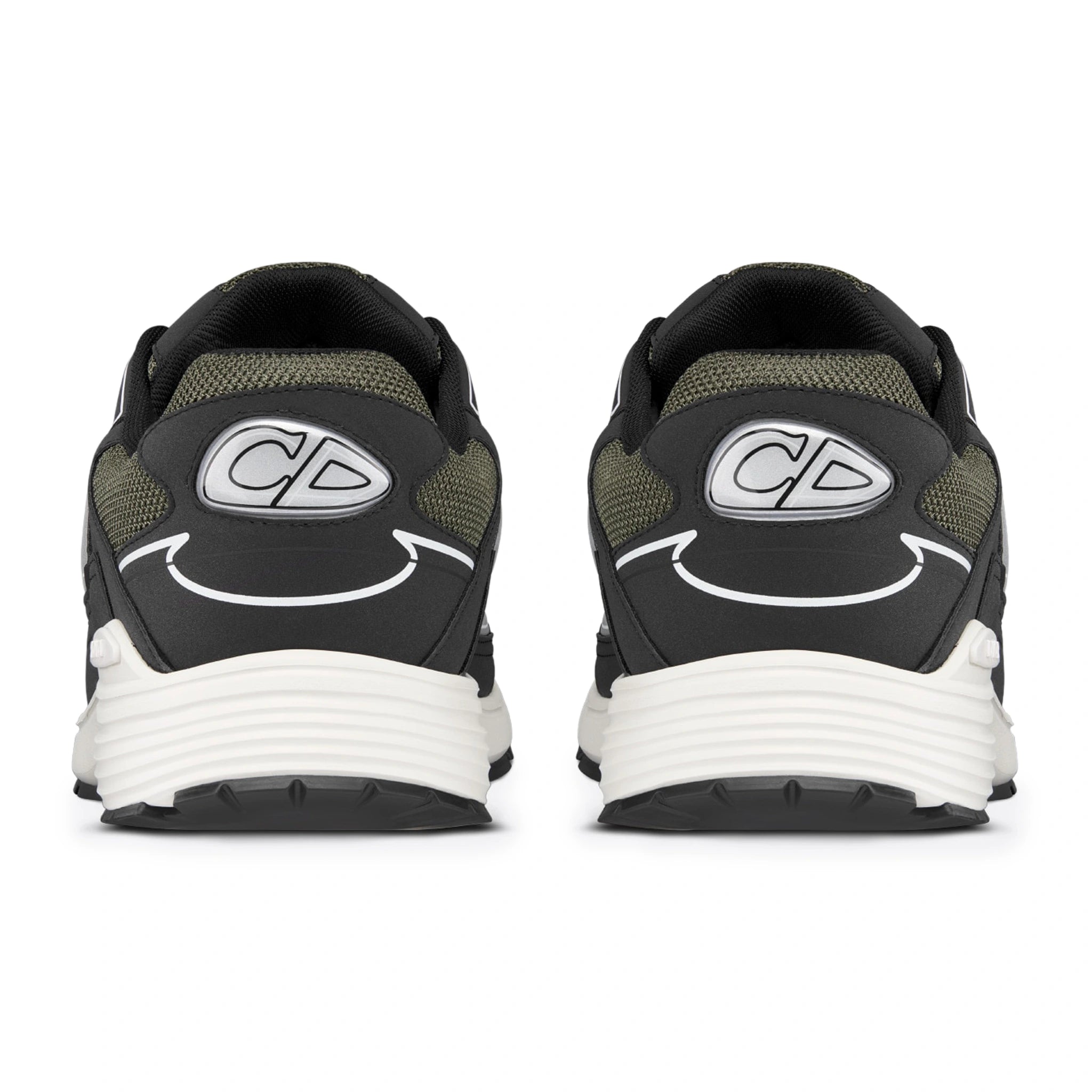 Back view of Dior B30 Mesh Deep Green Black Trainer 3SN279ZRD_H664