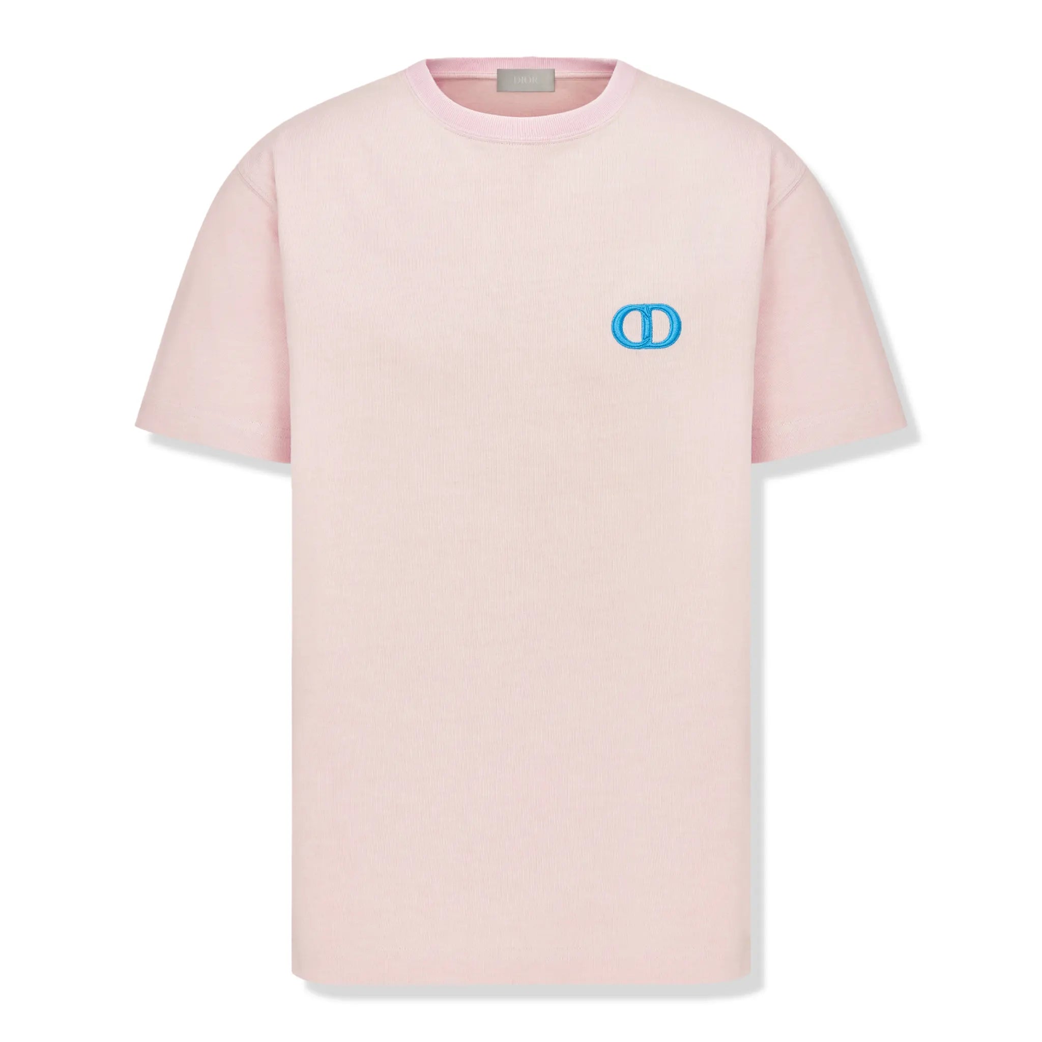 Front view of Dior CD Icon Relaxed Fit Cotton Pink T Shirt 943J605F0554_C485
