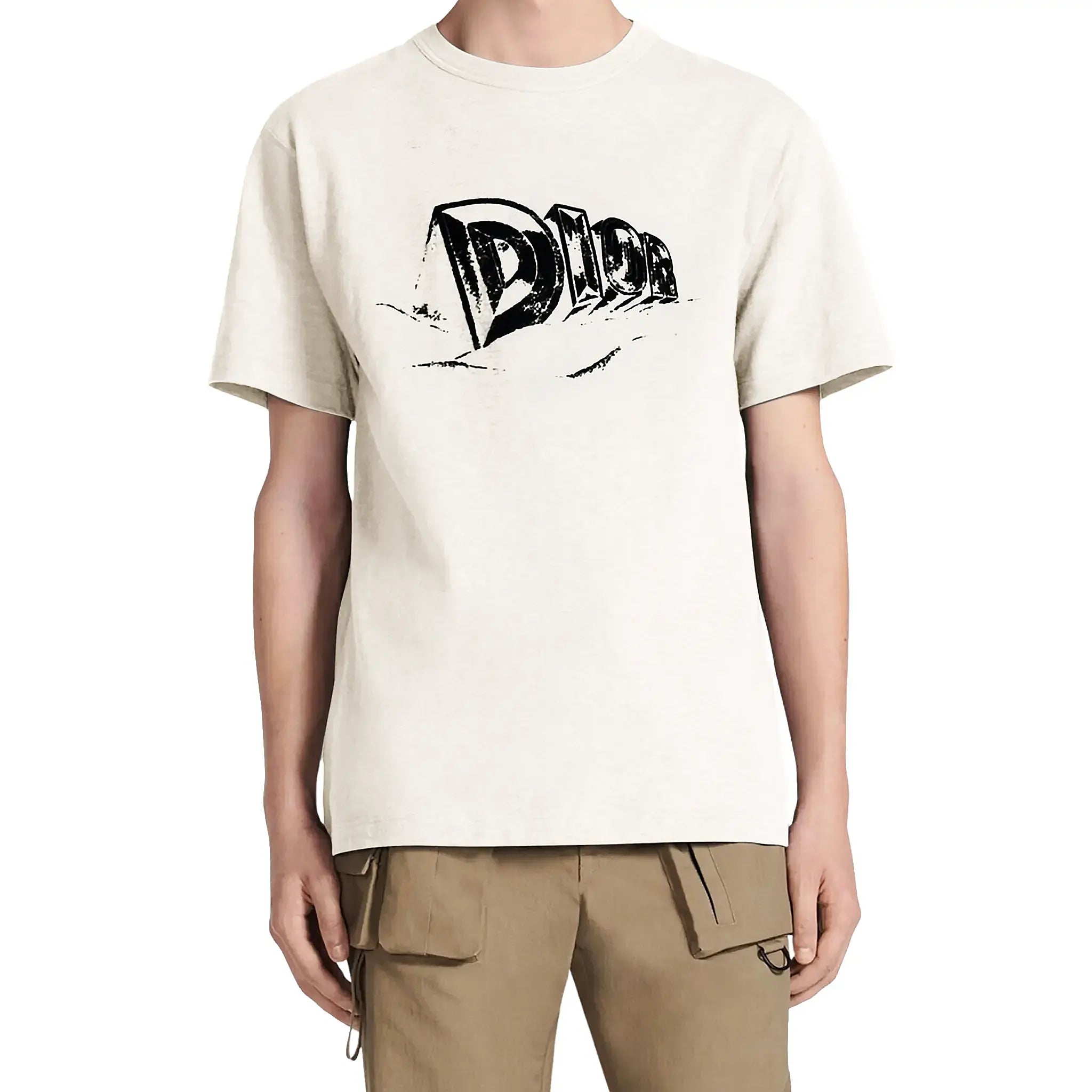 Model view of Dior Graffiti White T Shirt 393J696A0849_C089
