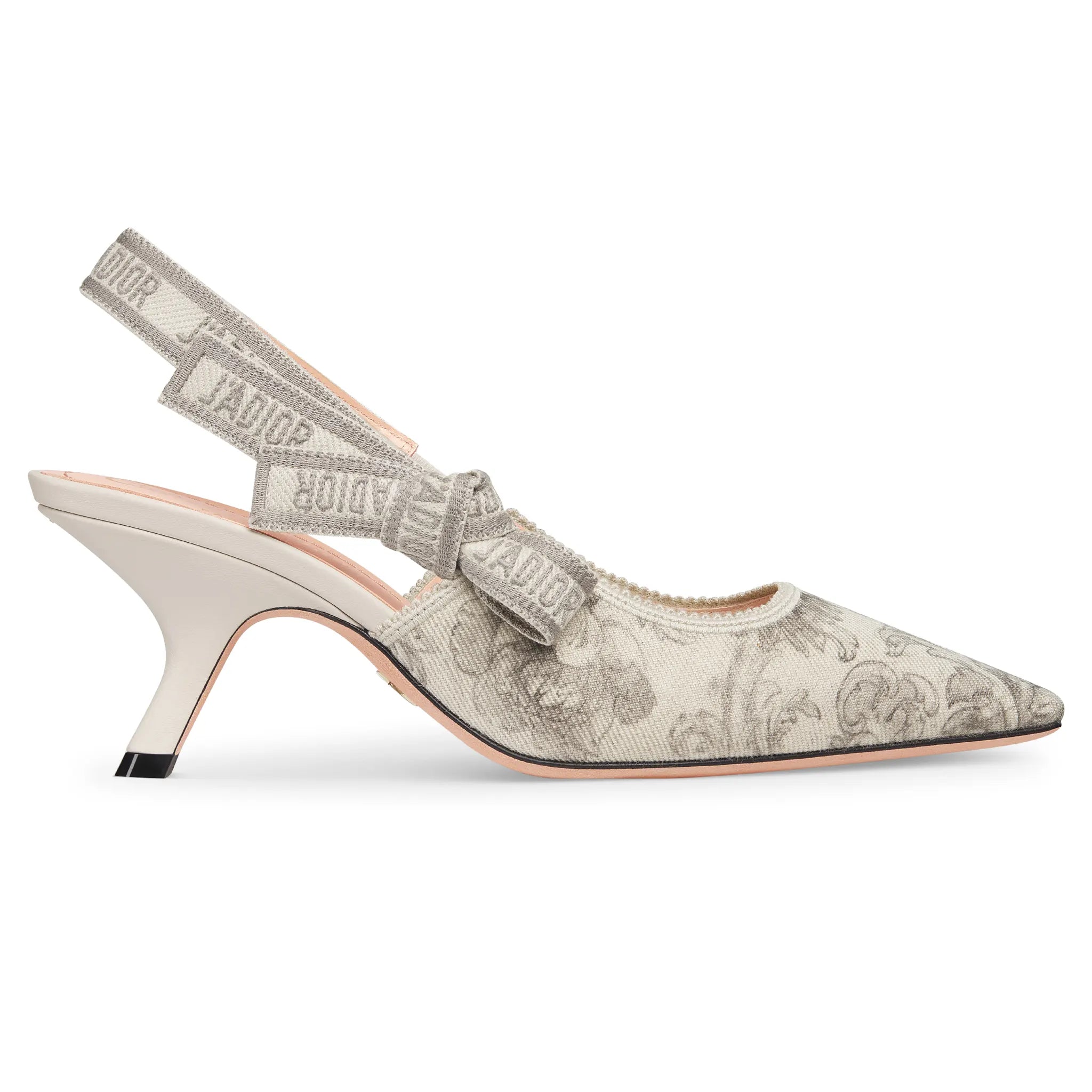 Front View of Dior J'Adior Barocco Print White Grey Slingback Pump KCV347DBD_S47W