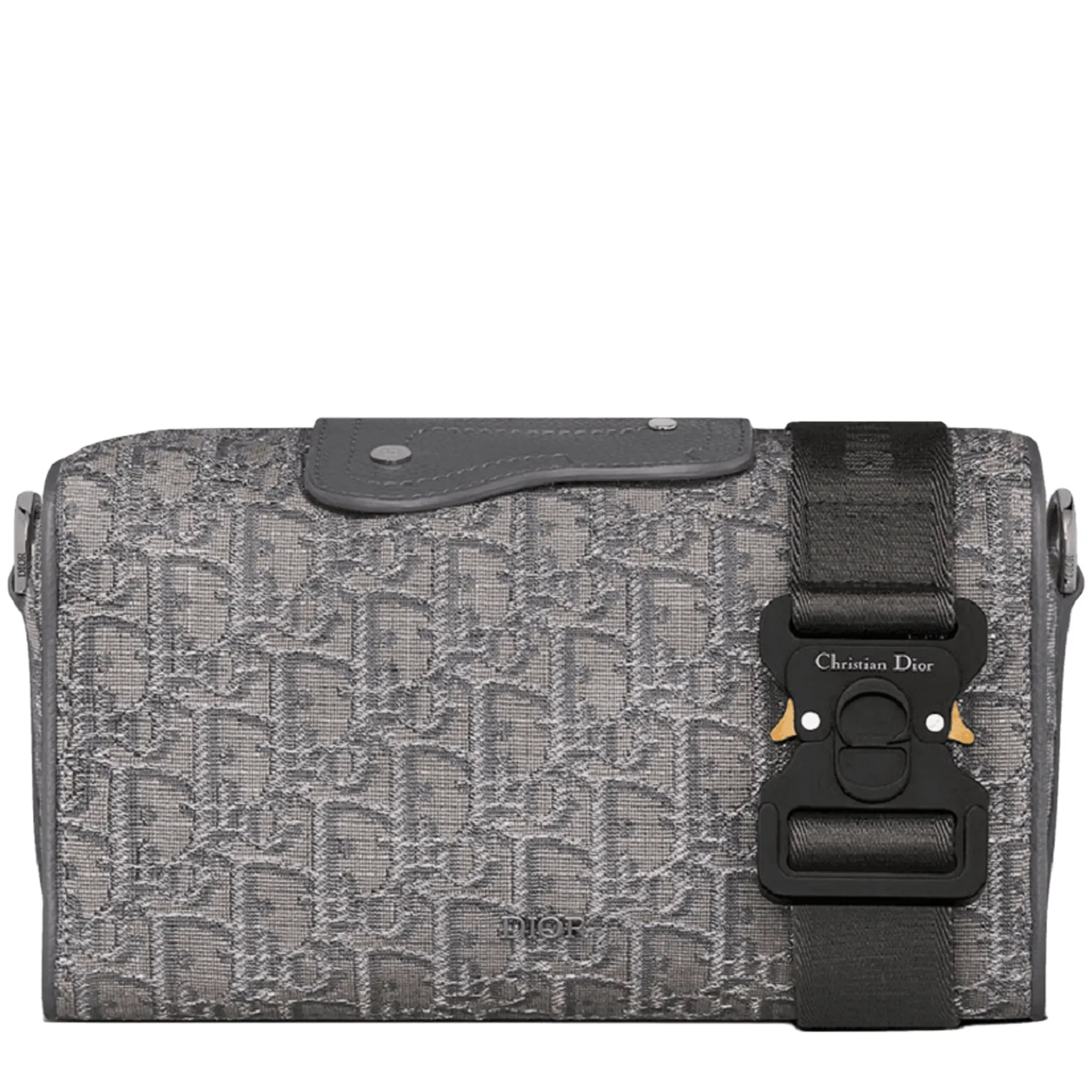 Side View of Dior Lingot 22 Oblique Dark Grey Messenger Bag