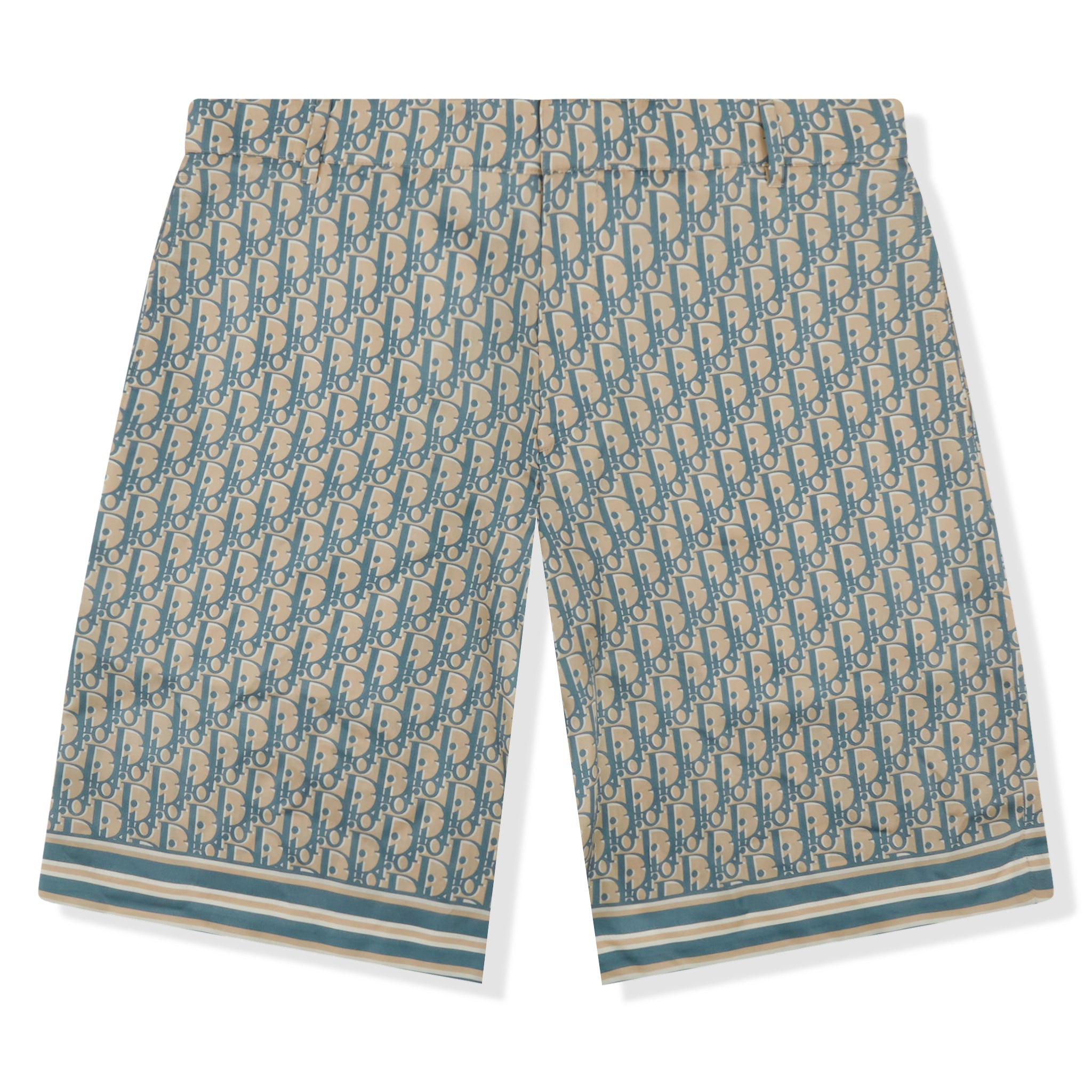 Image of Dior Oblique Bermuda Beige Silk Twill Shorts