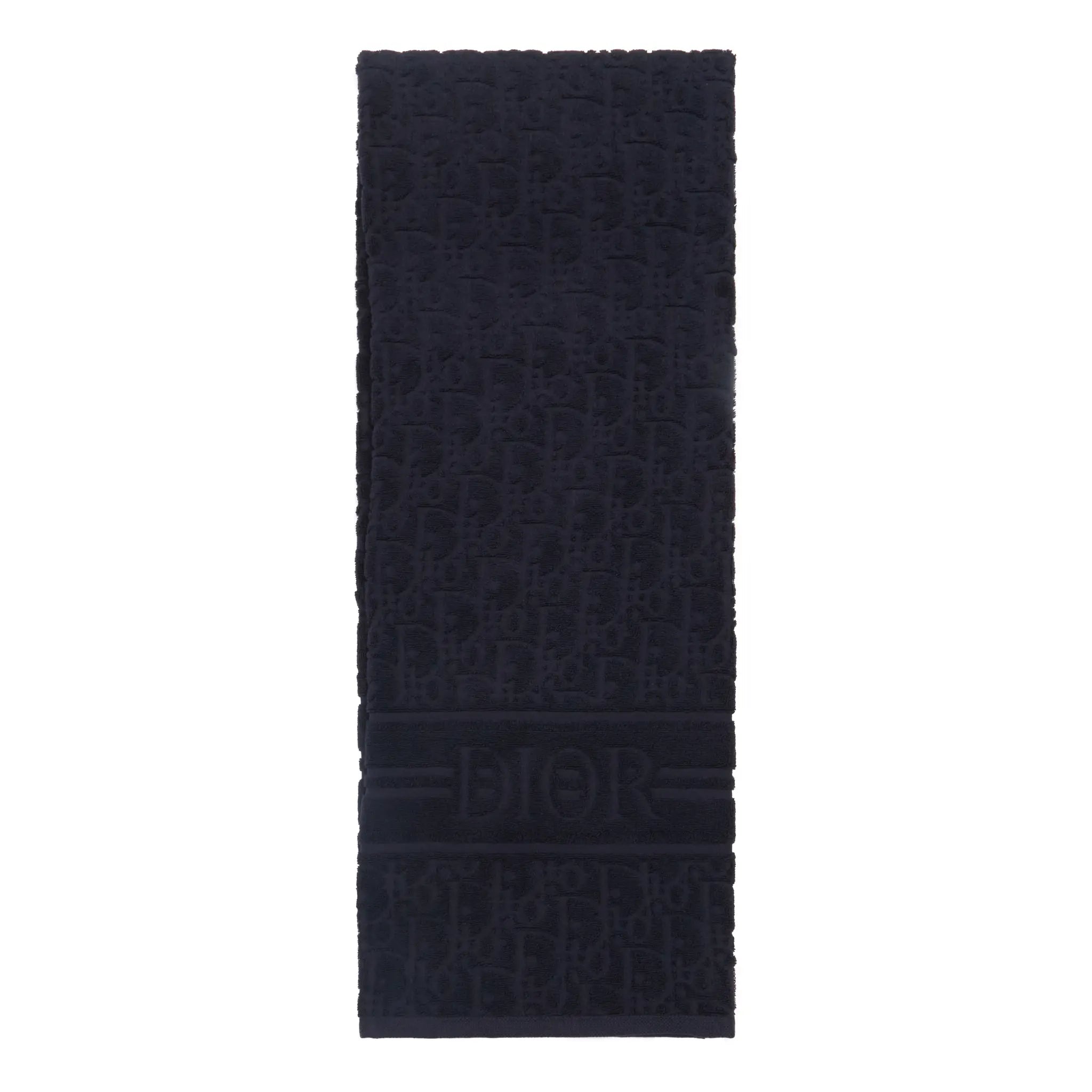 Front View of Dior Oblique Classic Terry Cotton Navy Blue Bath Beach Towel 033B902AB023-502