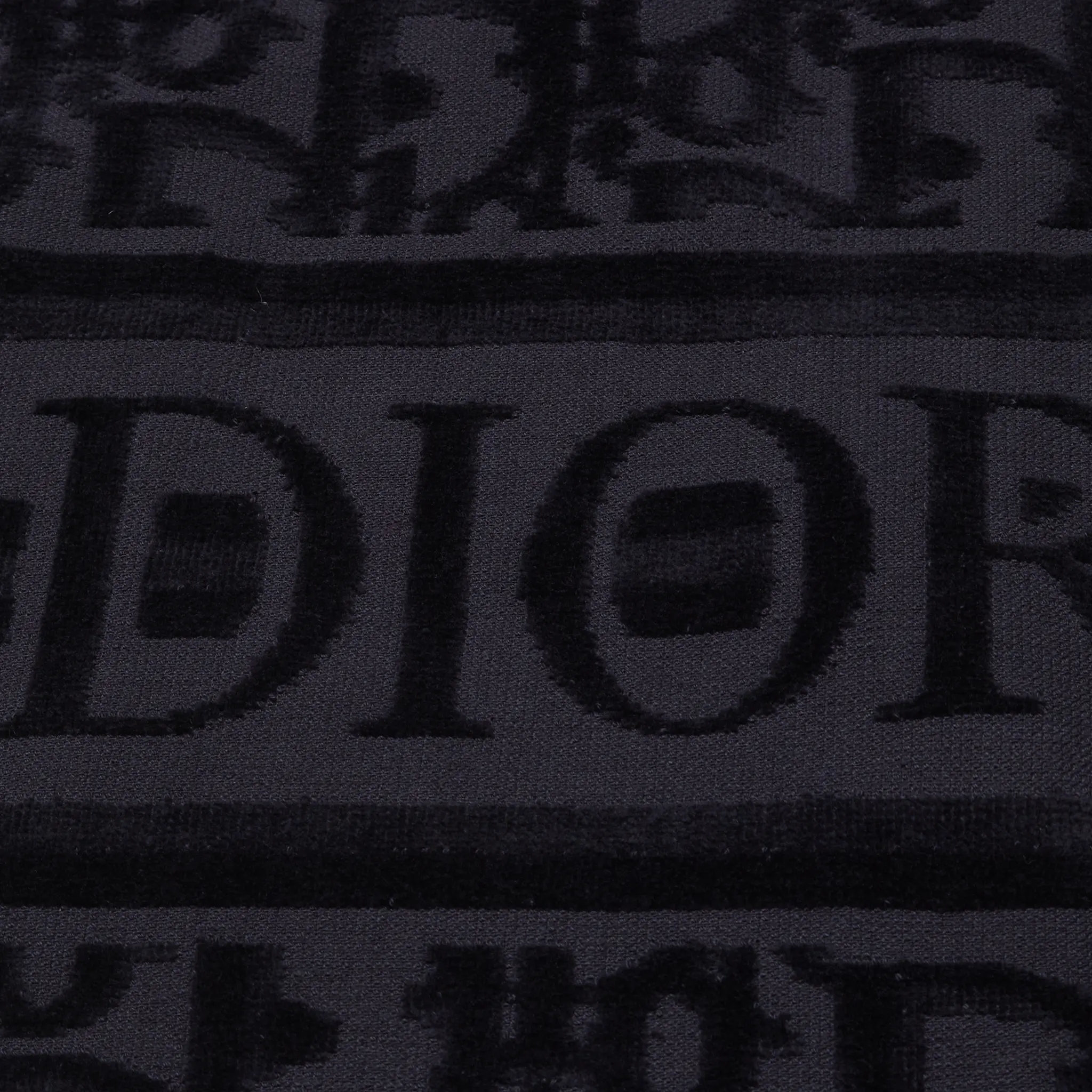 Detailed Logo View of Dior Oblique Classic Terry Cotton Navy Blue Bath Beach Towel 033B902AB023-502