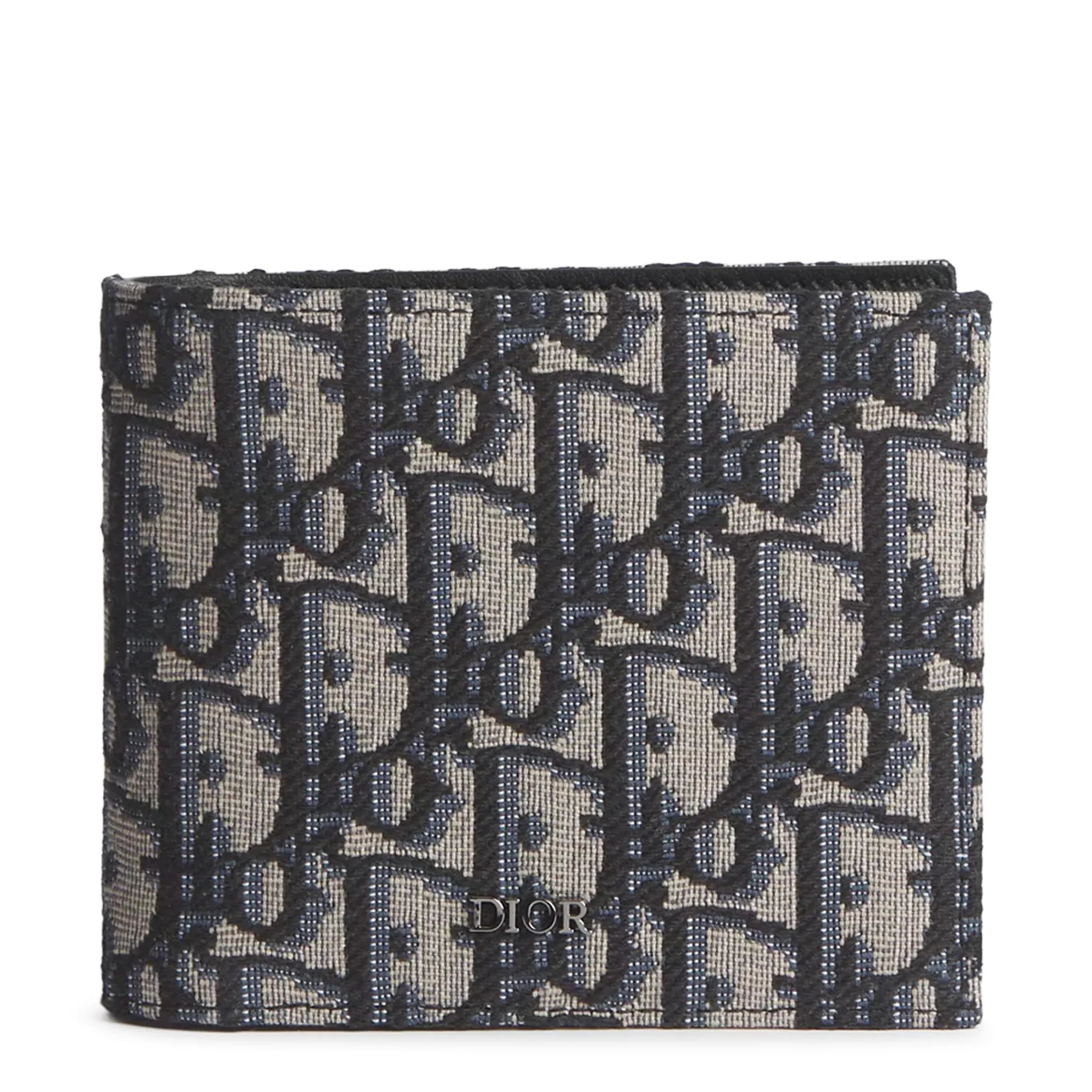 Front View of Dior Oblique Jacquard Beige and Black Bifold Wallet 2OBBH027YSE_H05E