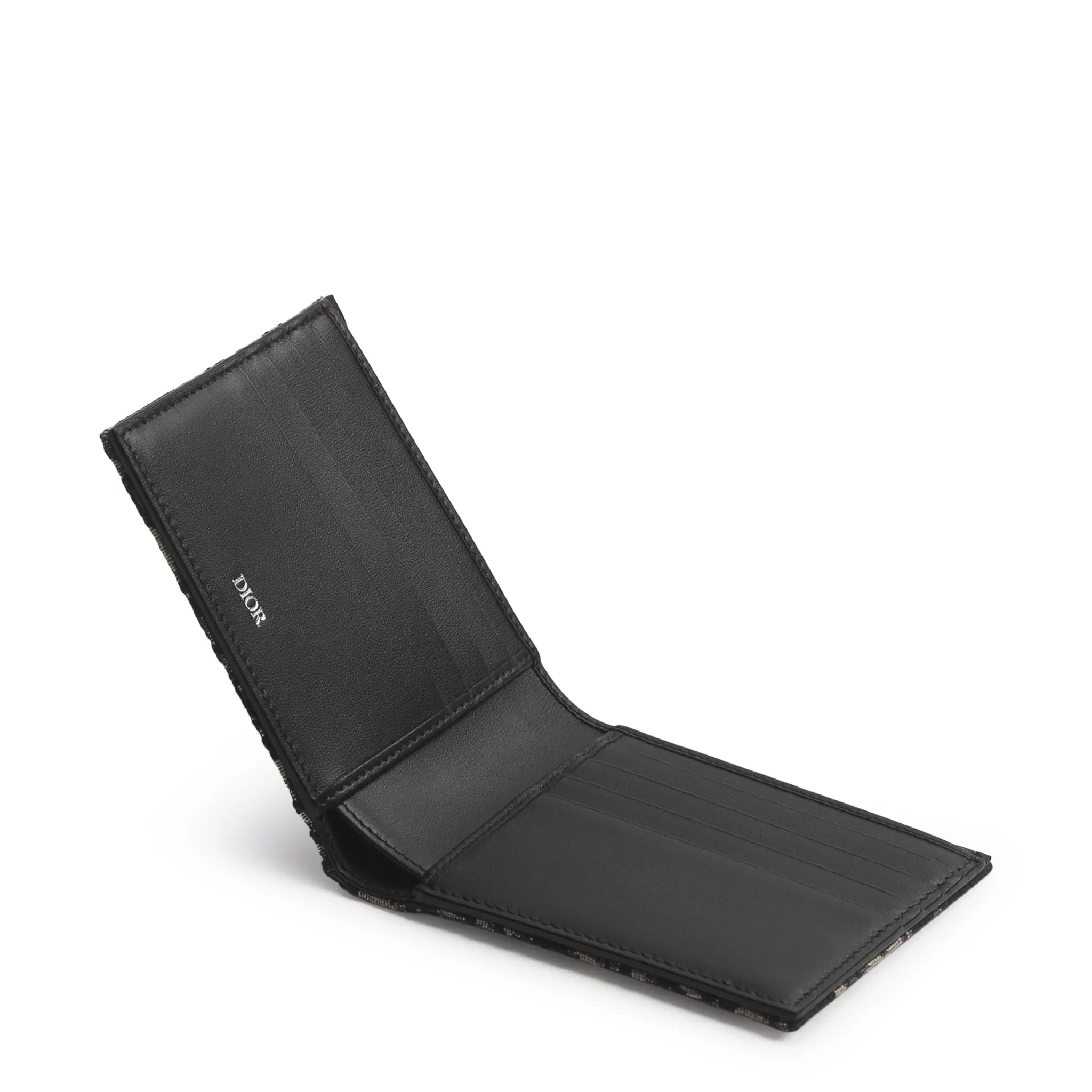 Inside View of Dior Oblique Jacquard Beige and Black Bifold Wallet 2OBBH027YSE_H05E