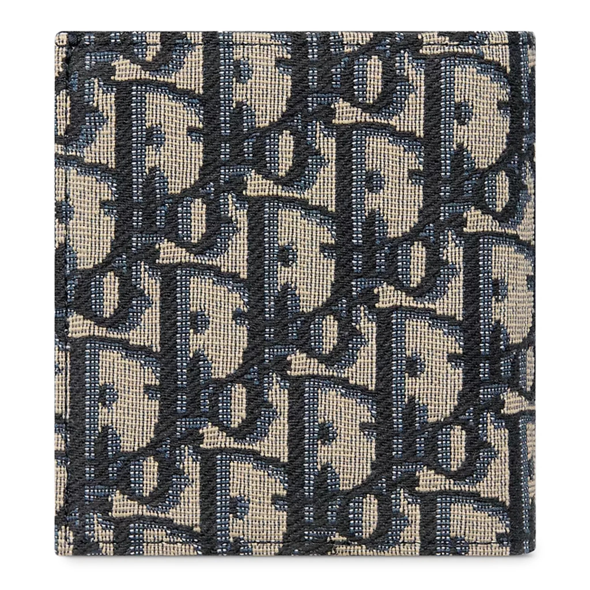 Back View of Dior Oblique Jacquard Beige and Black Vertical Bifold Wallet 2ESBH072YSE_H05E