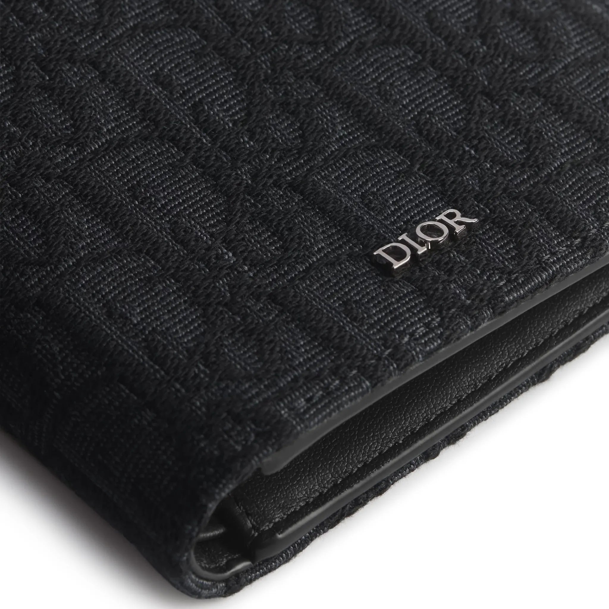 Detailed View of Dior Oblique Jacquard Black Bifold Wallet 2OBBH027YSE_H03E