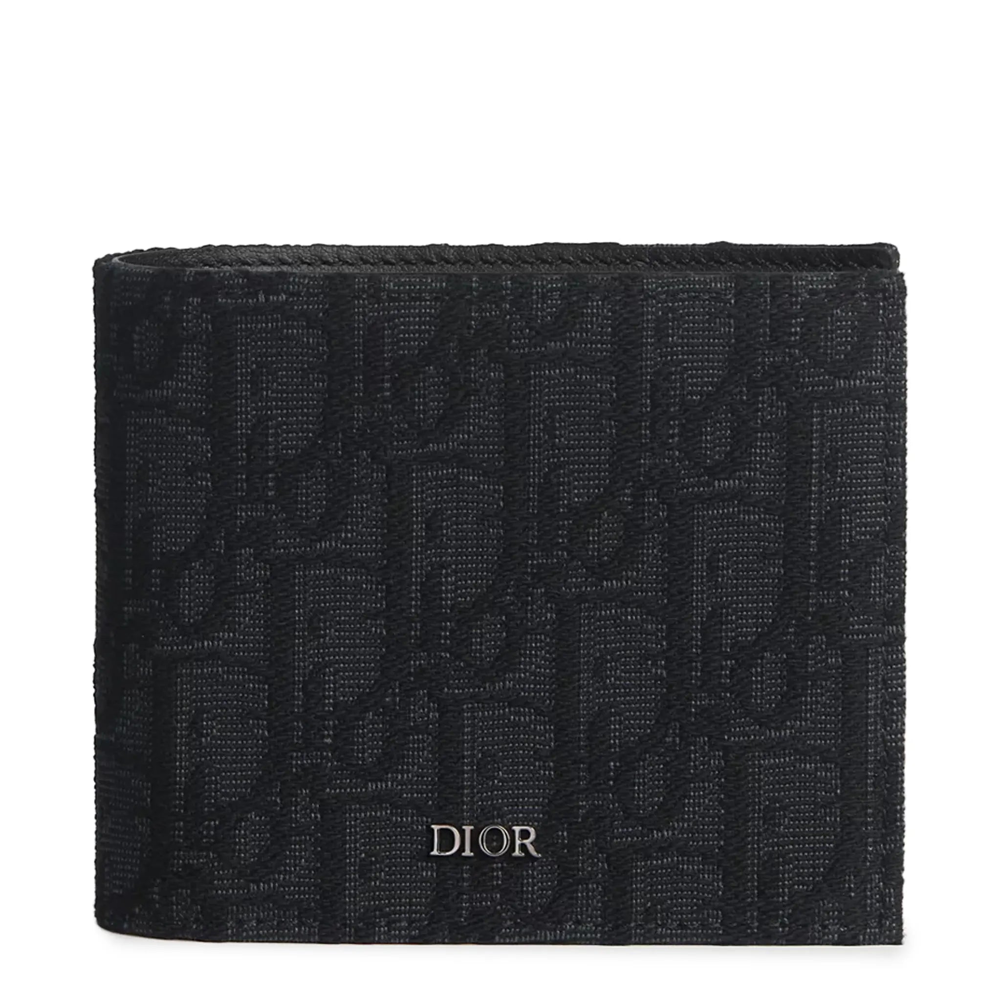 Front View of Dior Oblique Jacquard Black Bifold Wallet 2OBBH027YSE_H03E