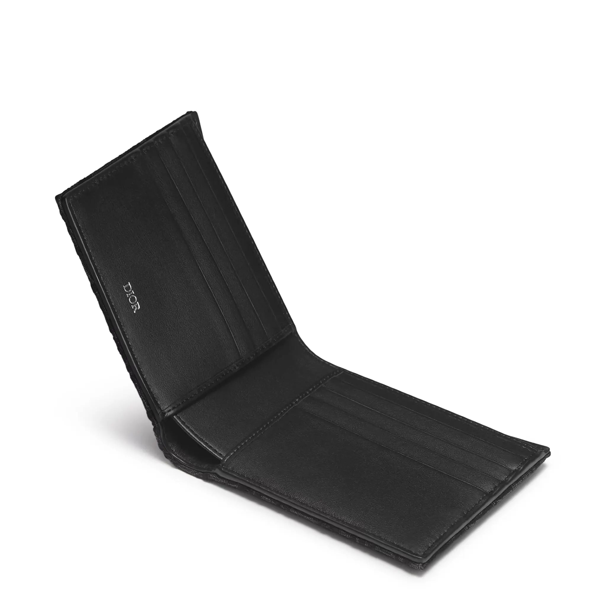 Inside View of Dior Oblique Jacquard Black Bifold Wallet 2OBBH027YSE_H03E