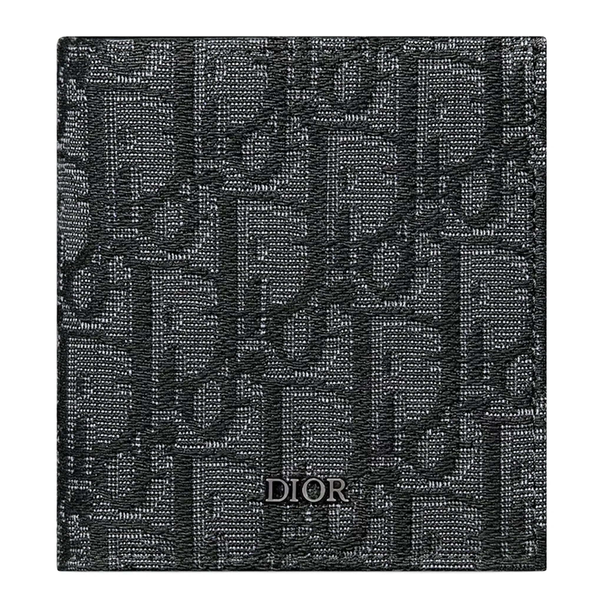Front View of Dior Oblique Jacquard Black Vertical Bifold Wallet 2ESBH072YSE_H03E