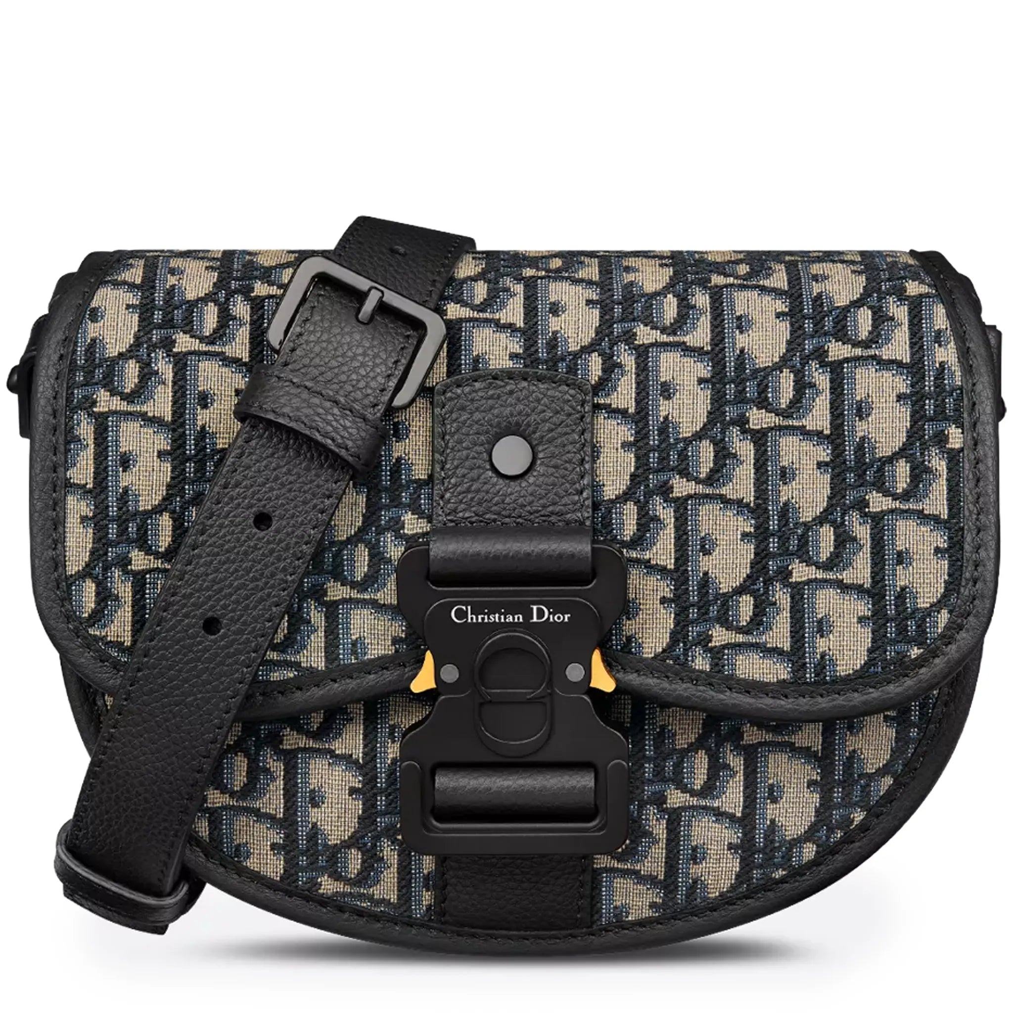 Front View of dior oblique jacquard mini gallop beige bag with strap 1adpo033yky_h27e