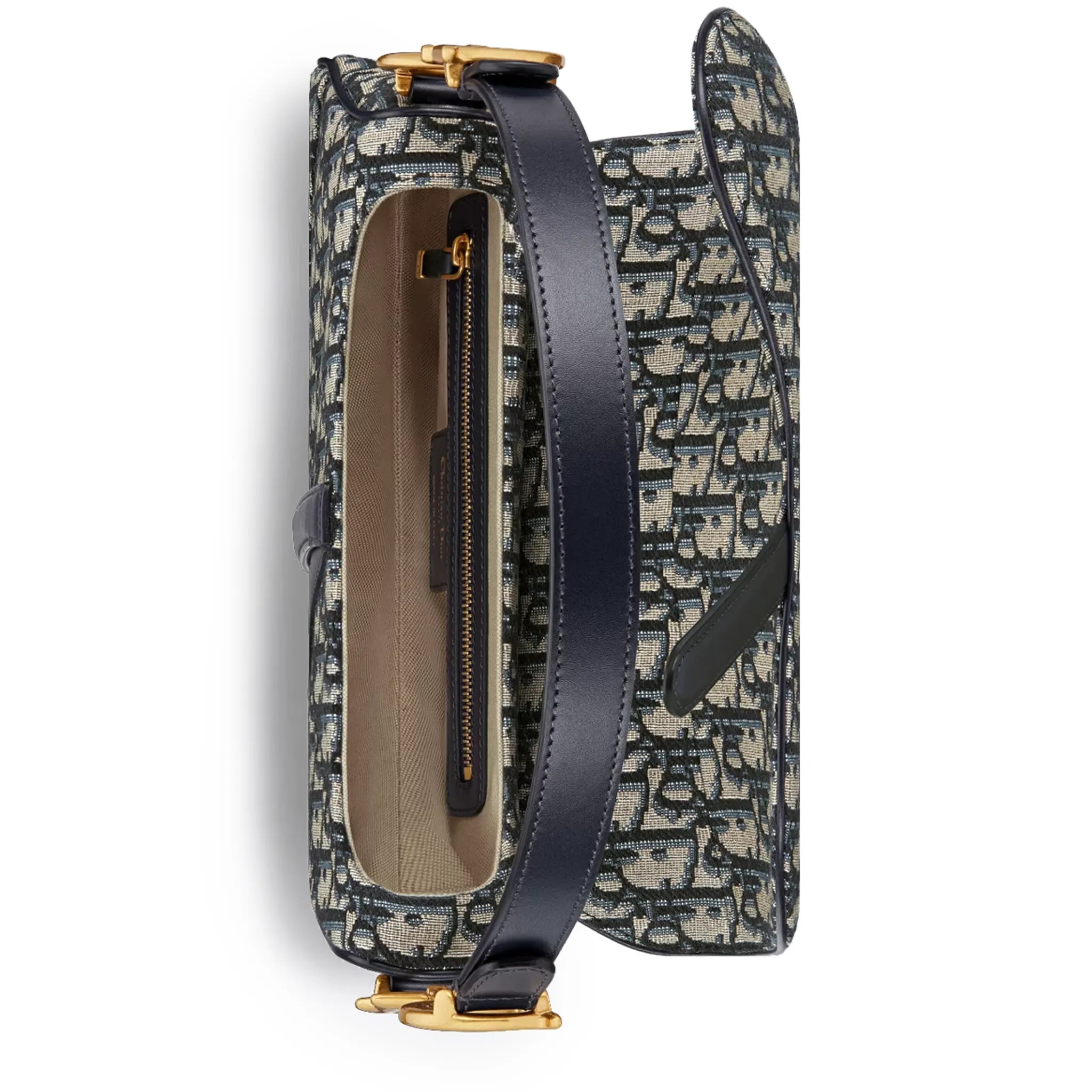 Inside Space View of Dior Oblique Jacquard Saddle Beige Bag With Strap M0455CTZQ_M928