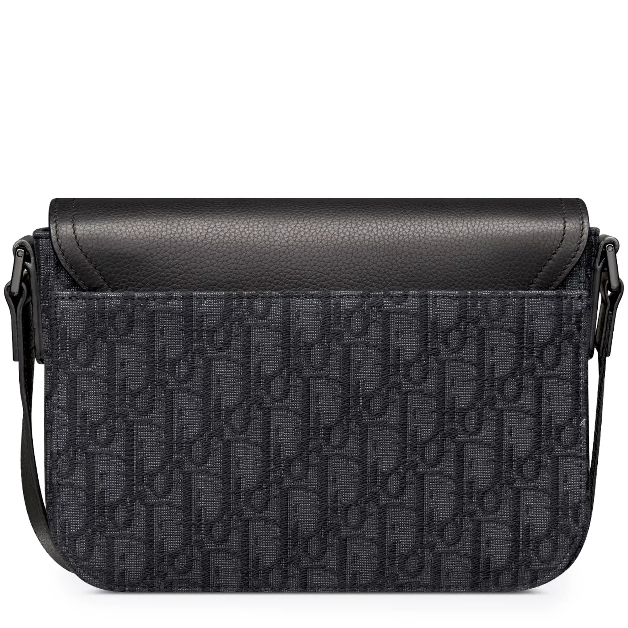 Back View of Dior Small Saddle Messenger Bag Black With Flap 1ADPO049YKS_H00N