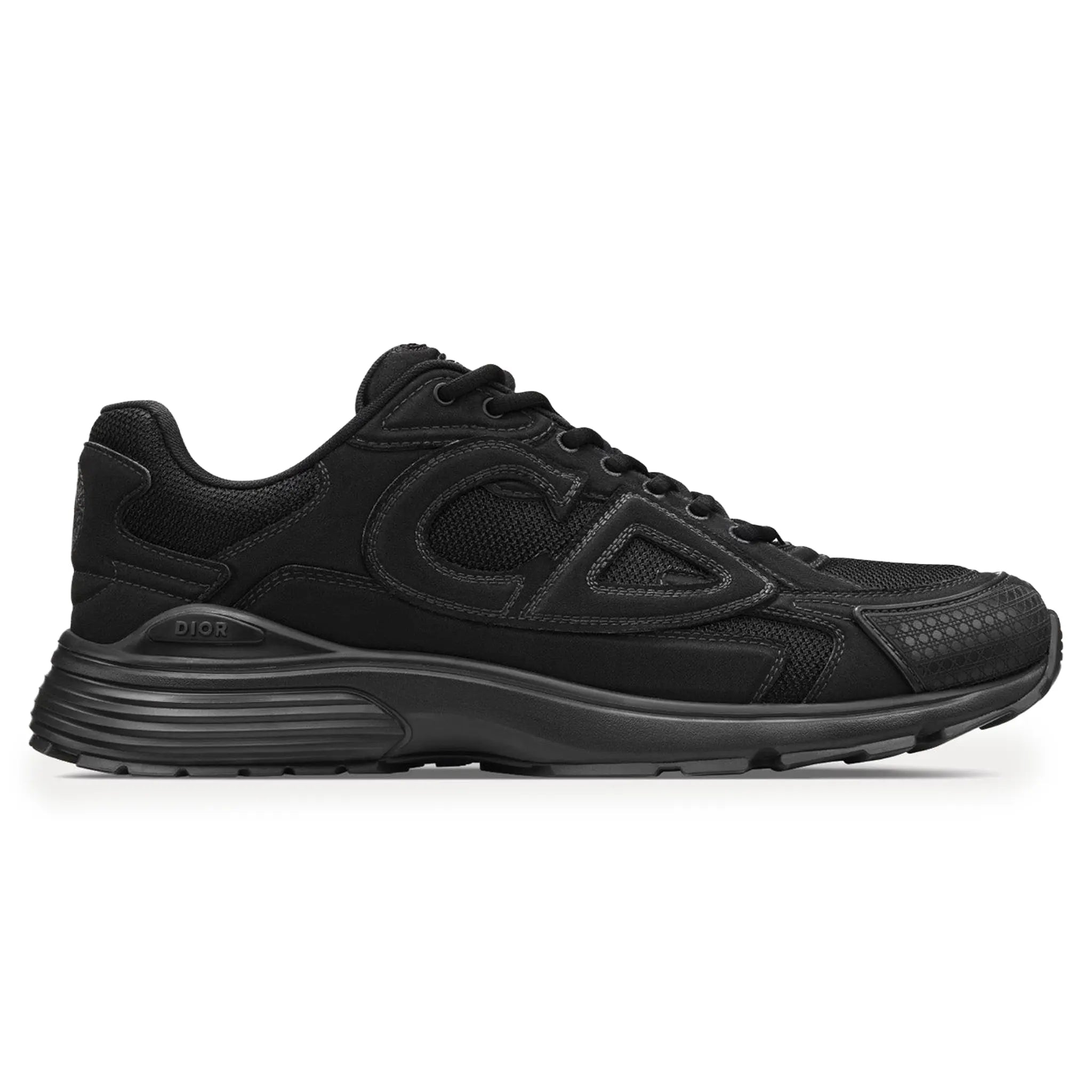 Side View of Dior x Stone Island B30 Mesh Black Trainer