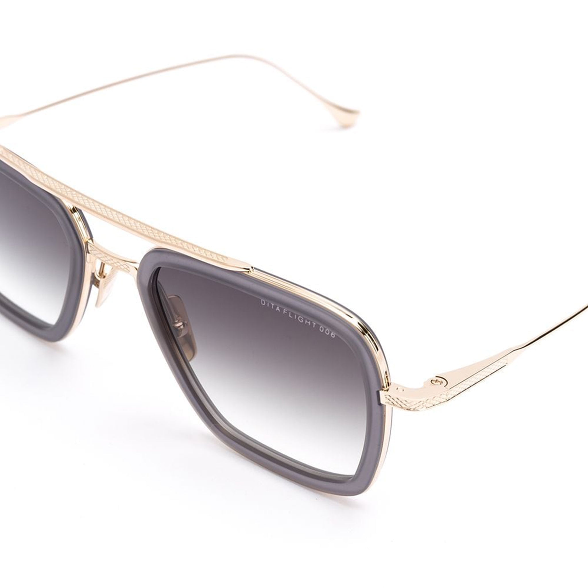 Detail view of Dita Eyewear 7806 Flight 006 Gold Matte Grey Crystal Sunglasses 7806-H-GRY-GLD-52