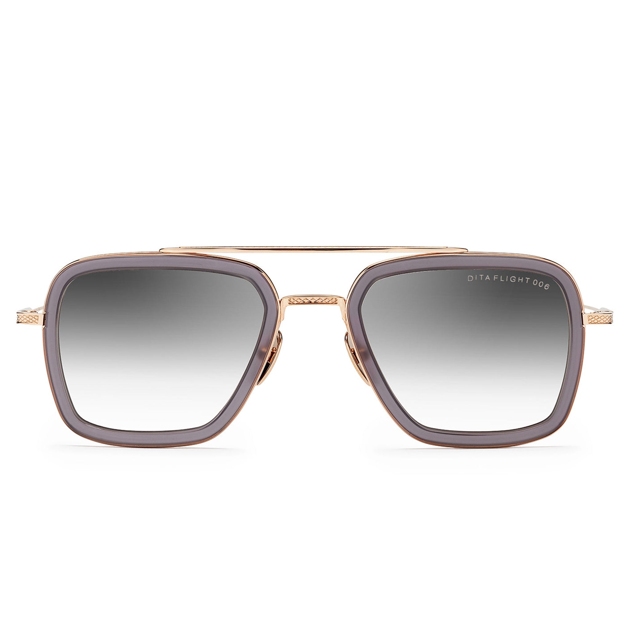 Front view of Dita Eyewear 7806 Flight 006 Gold Matte Grey Crystal Sunglasses 7806-H-GRY-GLD-52