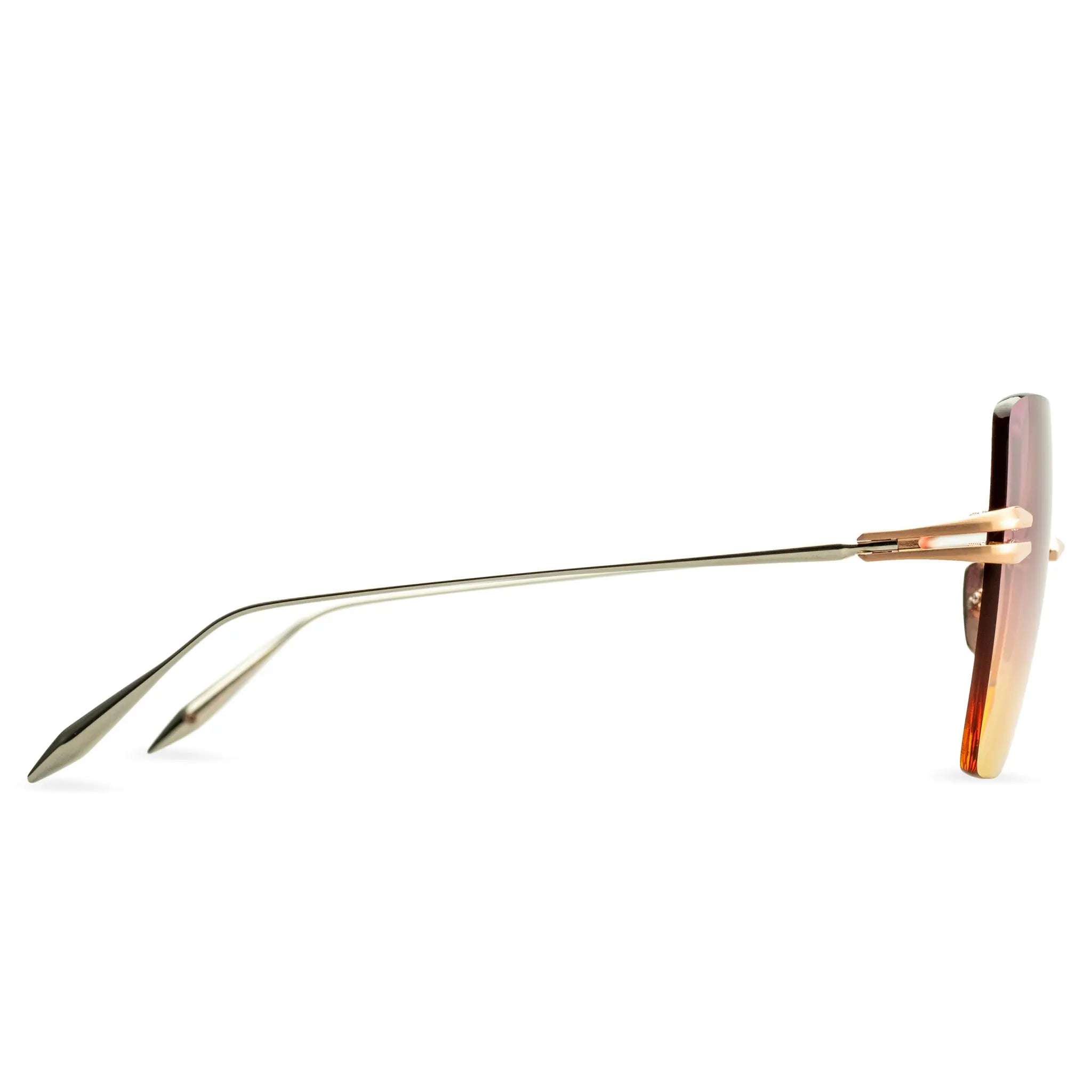 Side view of Dita Eyewear Embra Brushed Rose Gold Silver Sunglasses