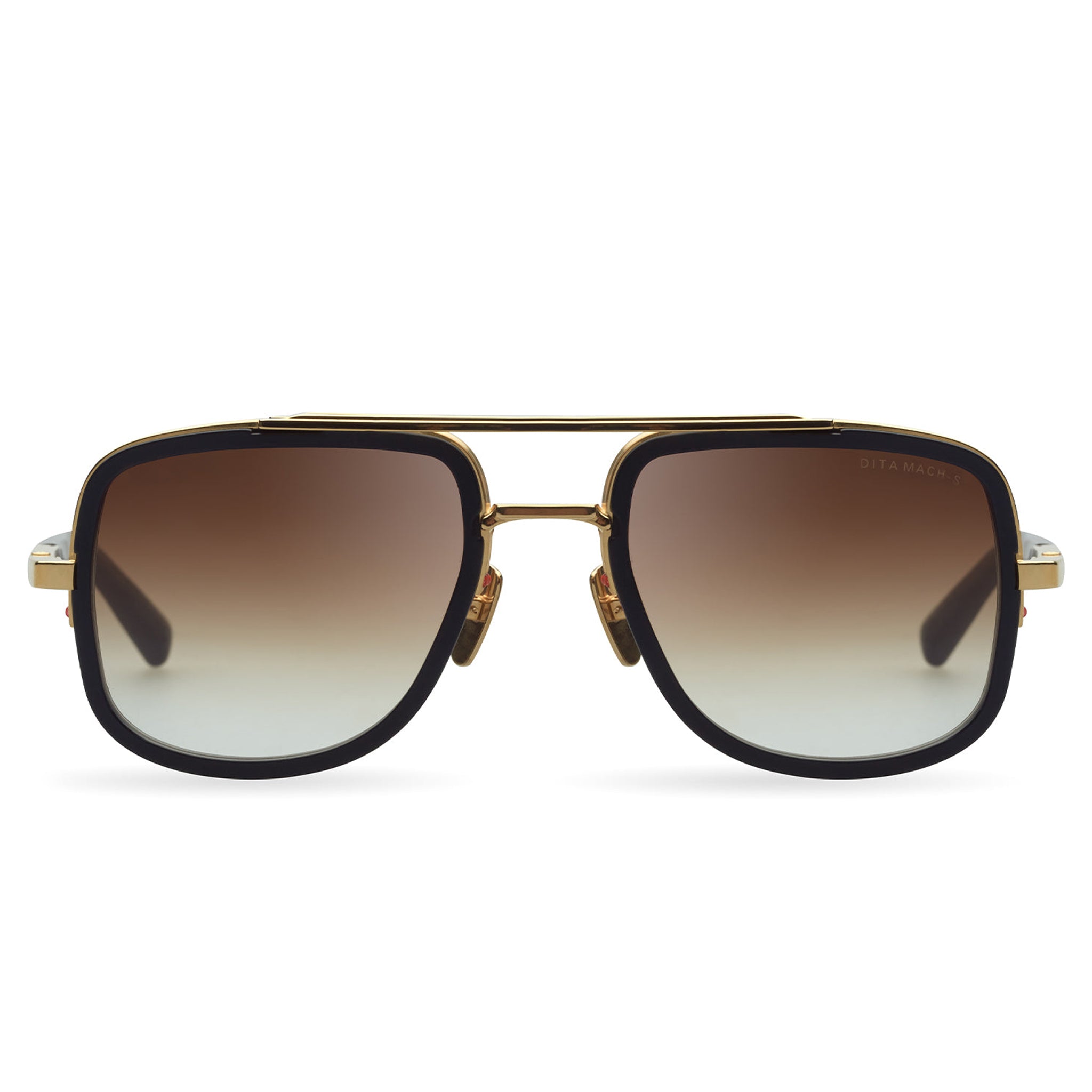 Front view of Dita Mach S DTS412-A-01 Yellow Gold Black MMESSE015 Sunglasses DTS412-A-01