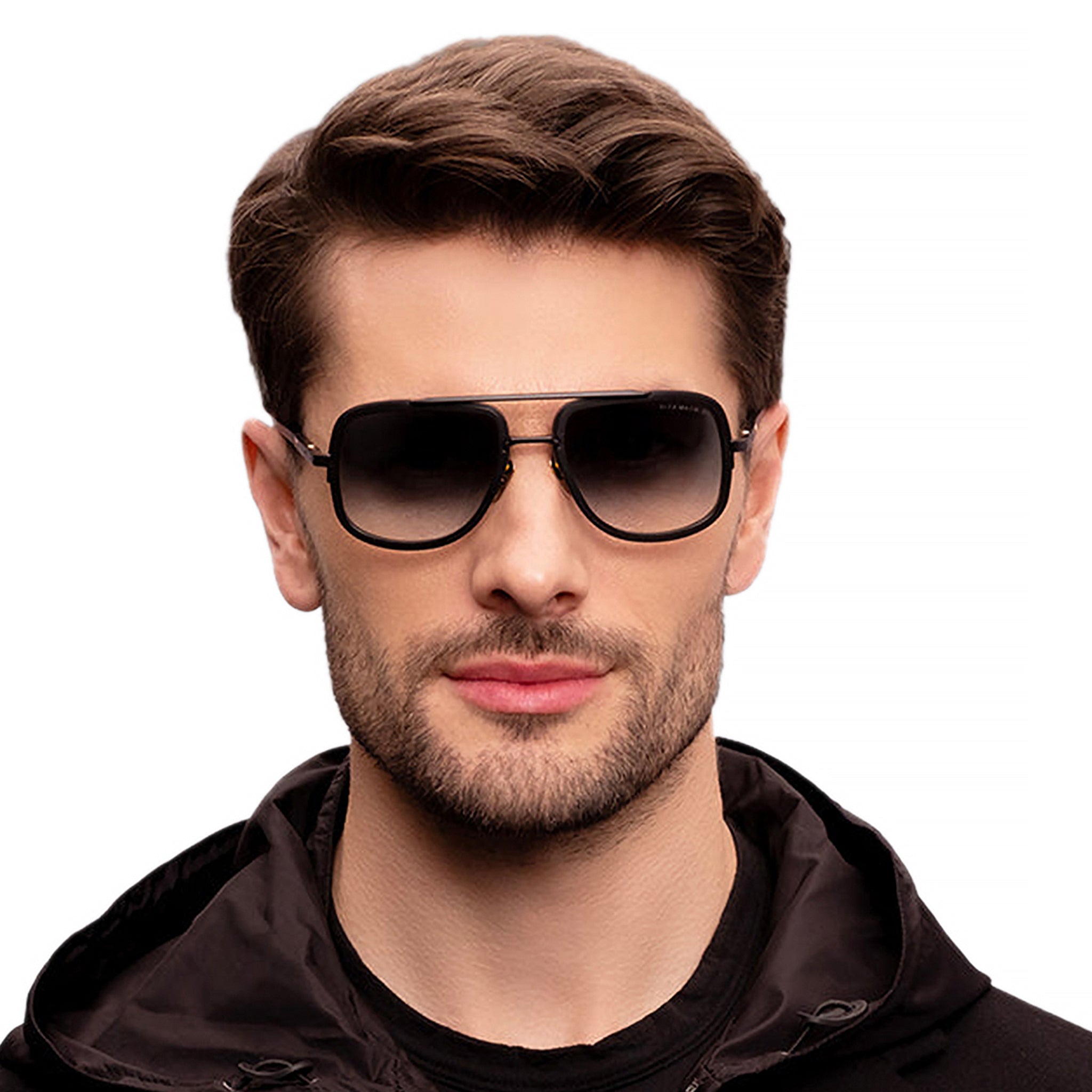 Model view of Dita Mach S DTS412-A-01 Yellow Gold Black Sunglasses DTS412-A-01