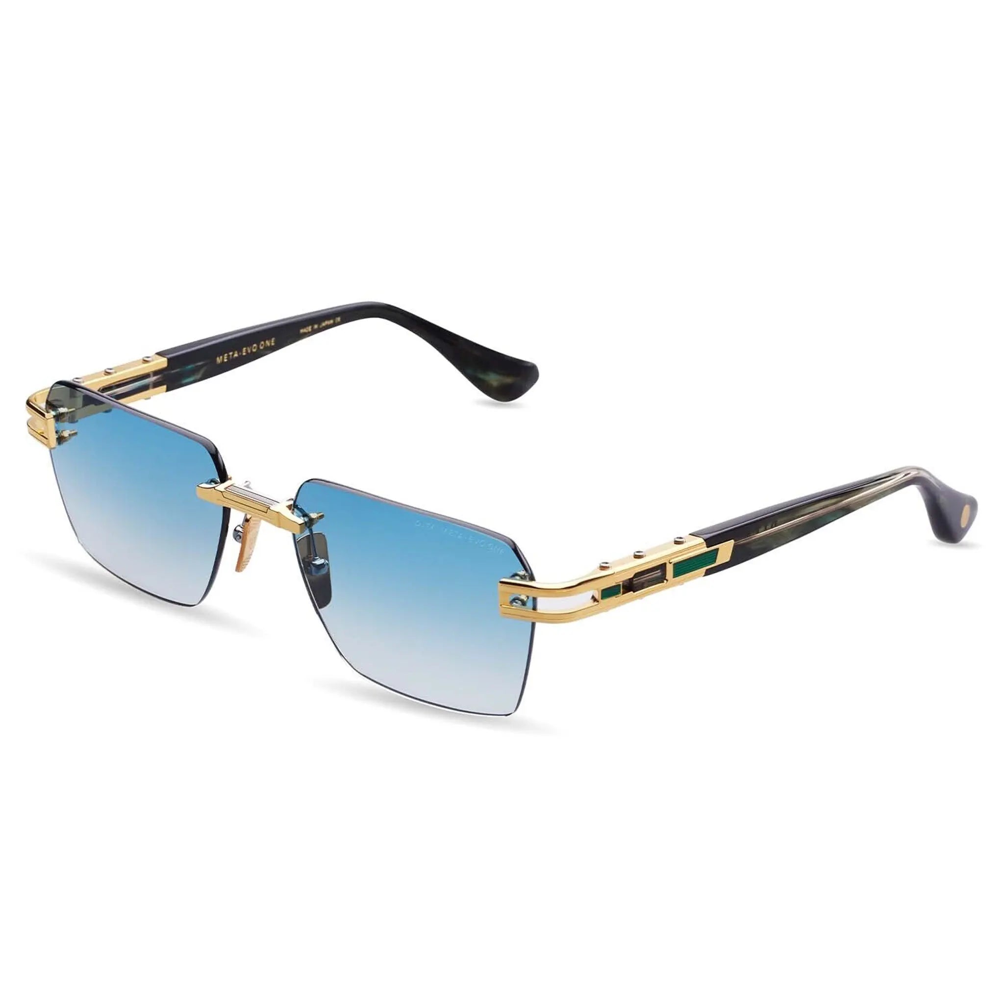 Side view of Dita Meta-EVO DTS147-A-03 Blue Gold Rimless Sunglasses