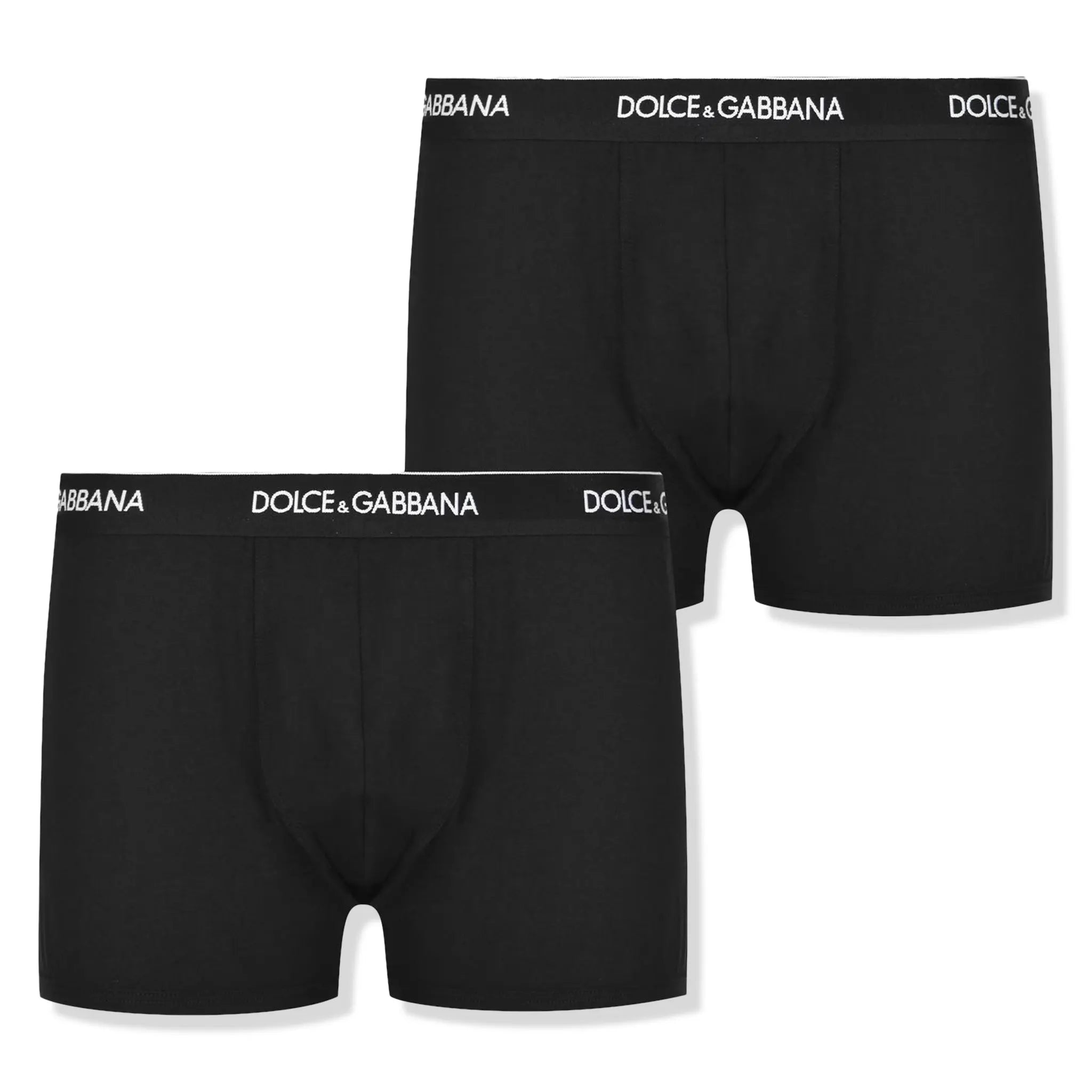 Pack Front view of Dolce & Gabbana Two Pack Stretch Cotton Black Boxers