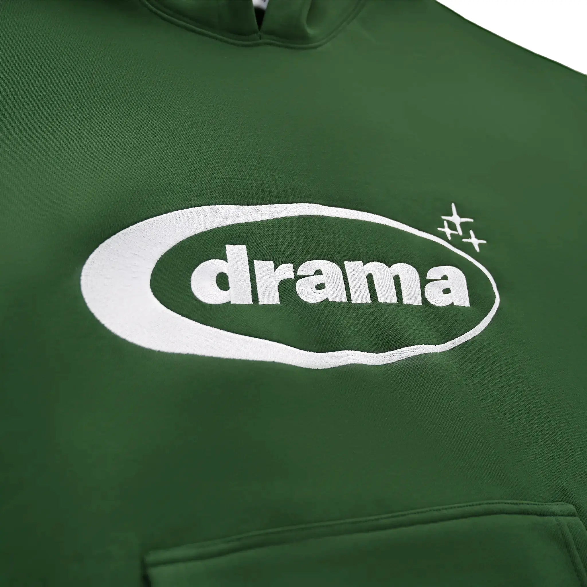 Logo view of Drama Call Green White Hoodie