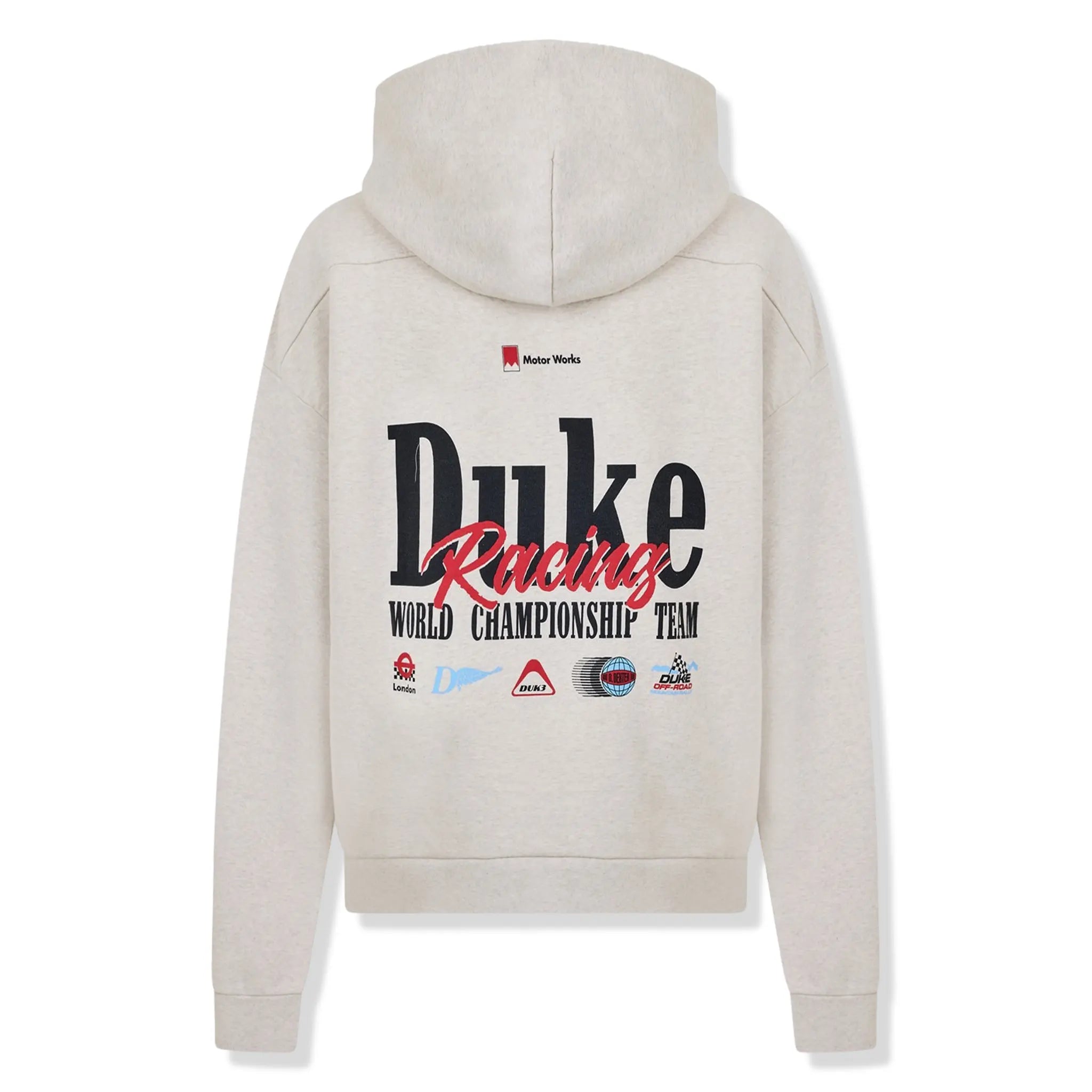 Back View of Duke + Dexter World Championship Oat Marl White Hoodie
