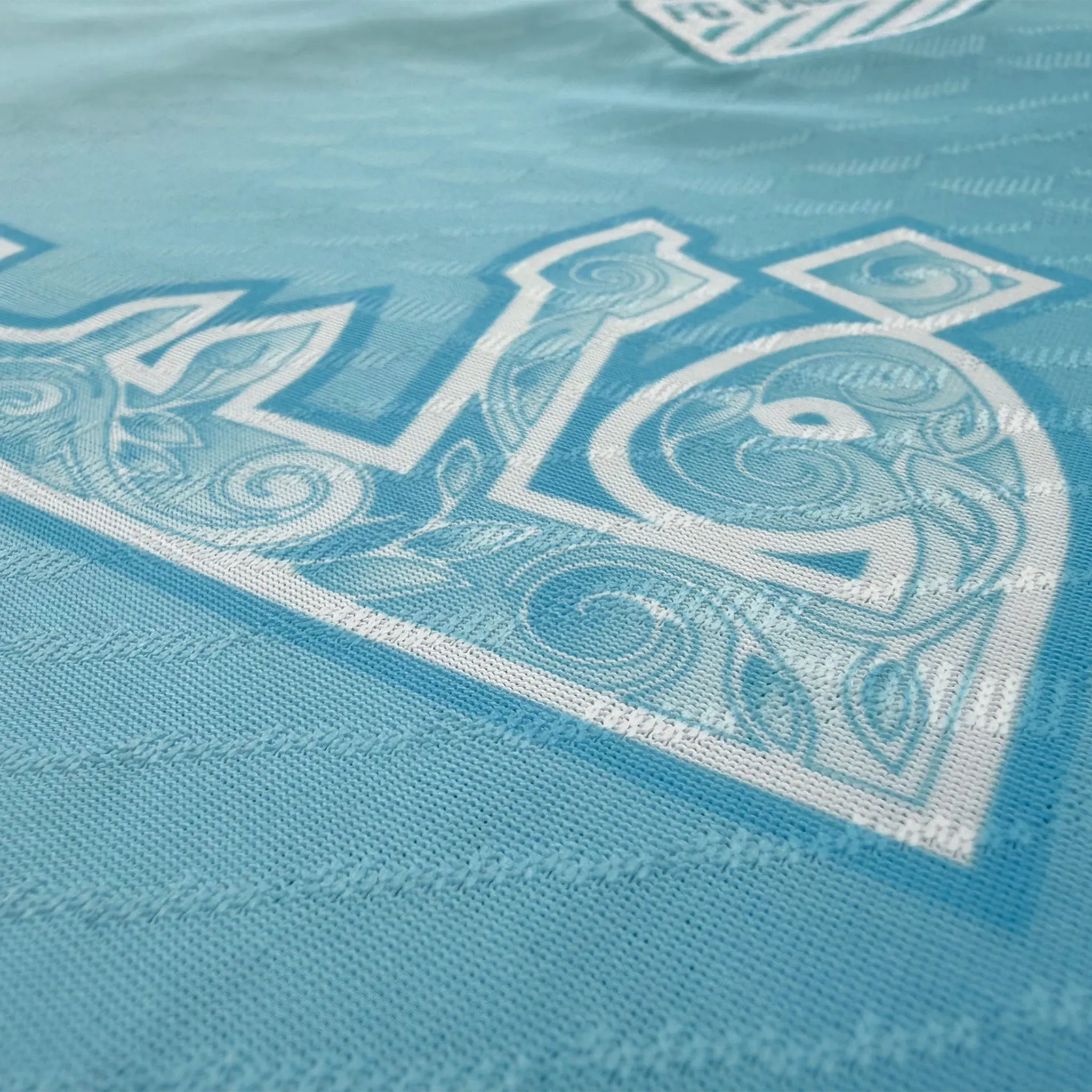 Detailed View of FC Palestina x Farrah Azam Sky Blue T-Shirt