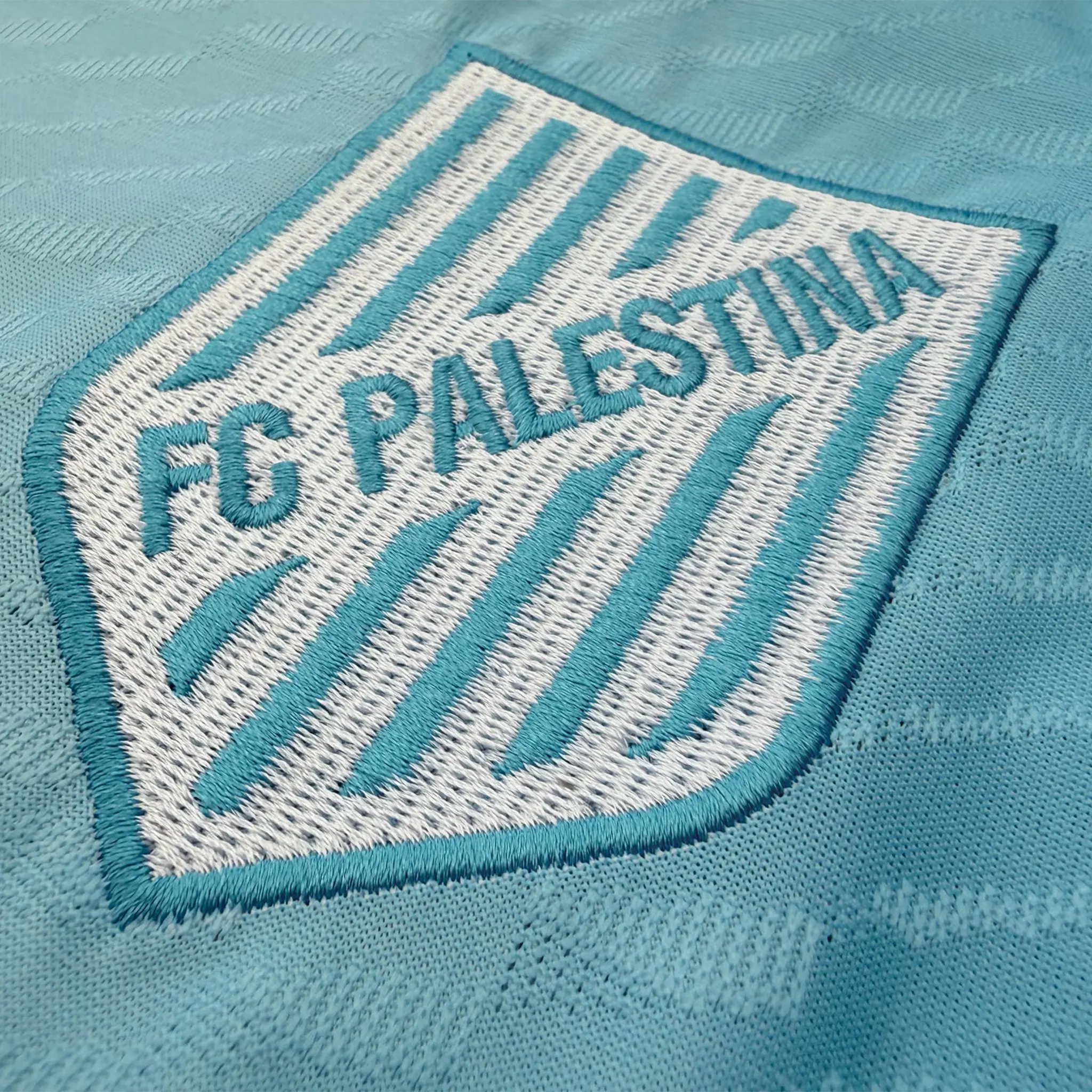 Detailed View of FC Palestina x Farrah Azam Sky Blue T-Shirt
