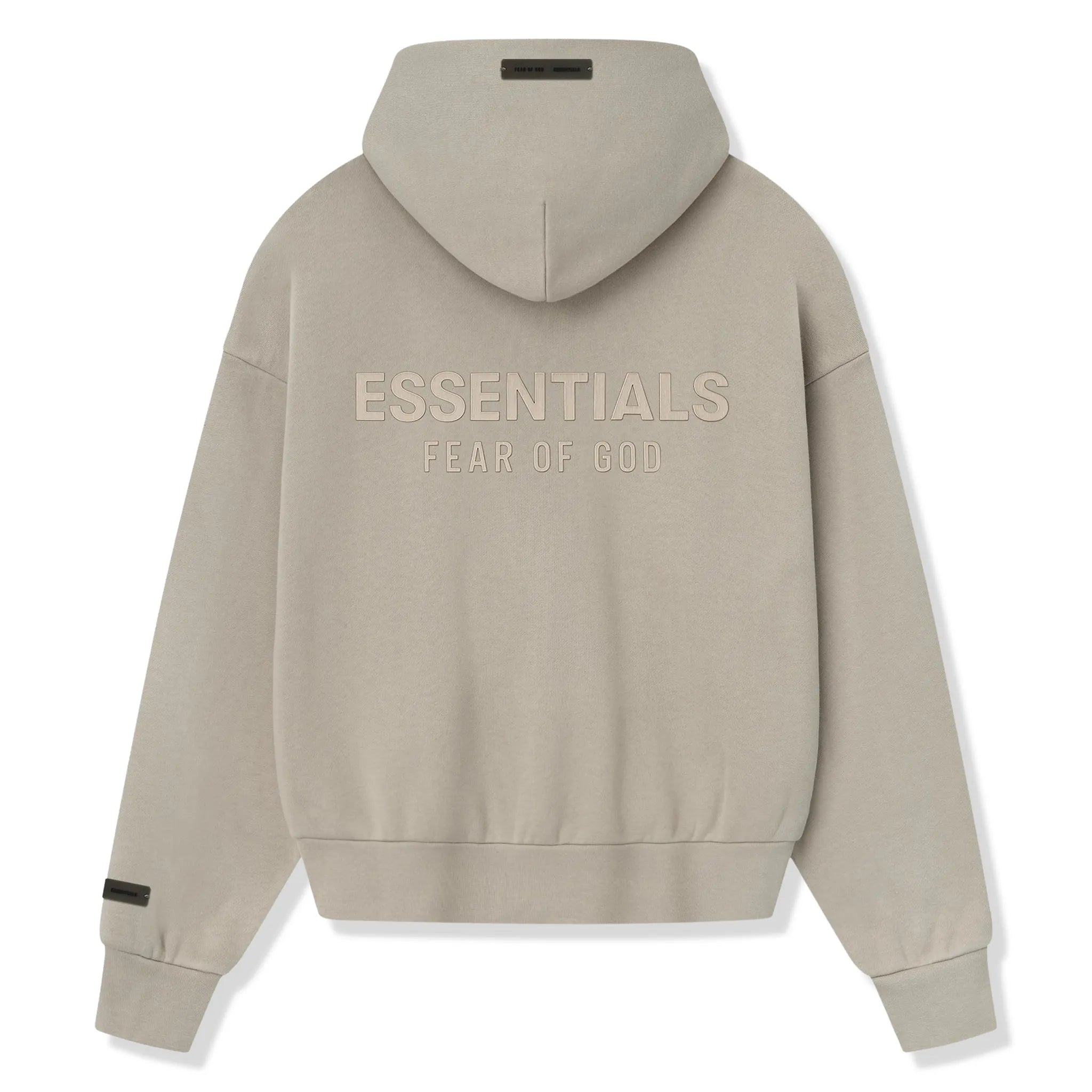 Back View of Fear Of God Essentials Classic Fleece Timber Zip-Up Hoodie (SS25) 192SP254781F