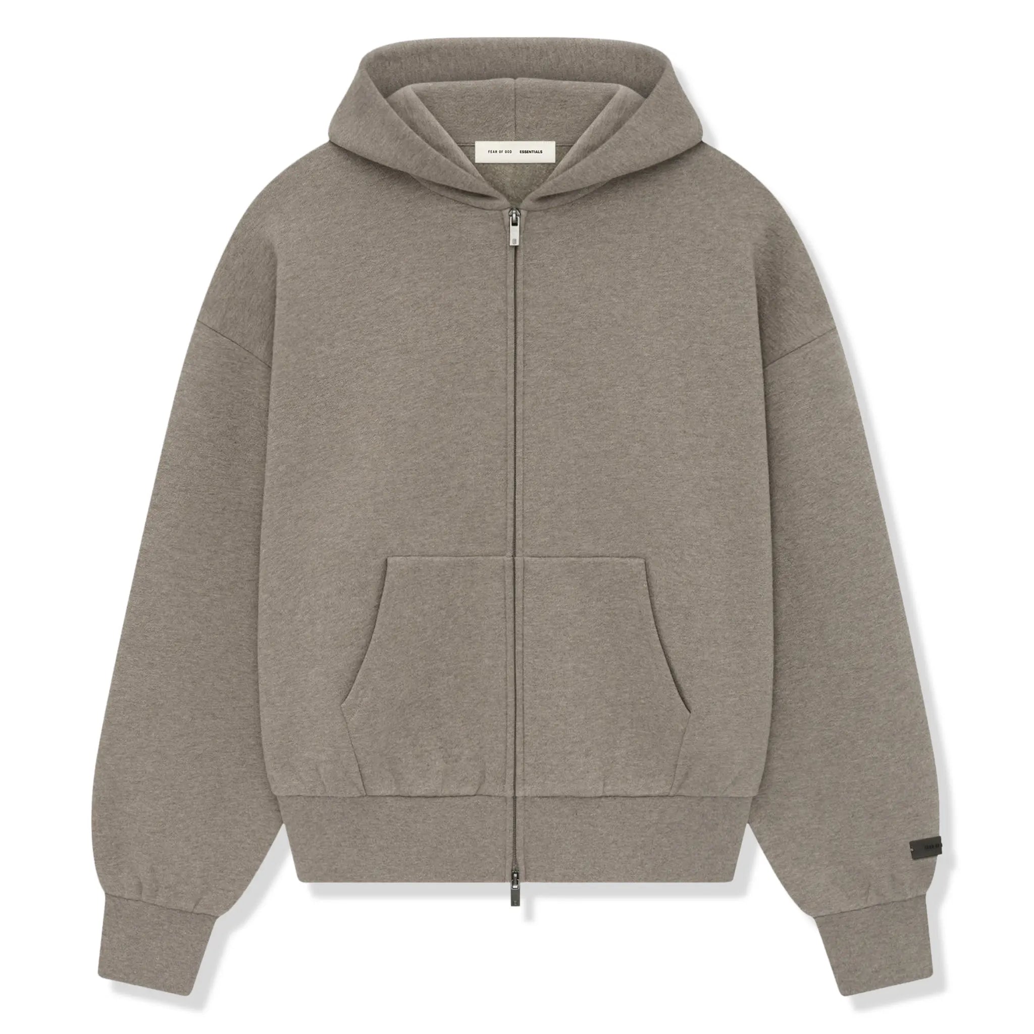 Front View of Fear Of God Essentials Classic Hood Homestead Heather Zip-Up Hoodie 192AS254781F