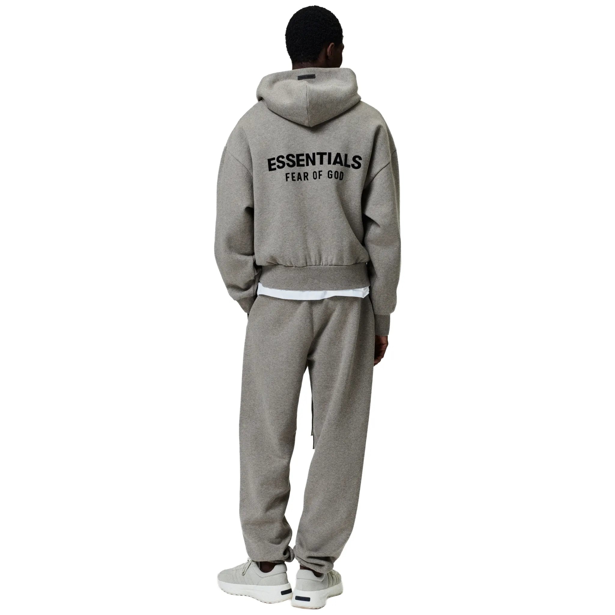 Back View of Fear Of God Essentials Classic Hood Homestead Heather Zip-Up Hoodie 192AS254781F