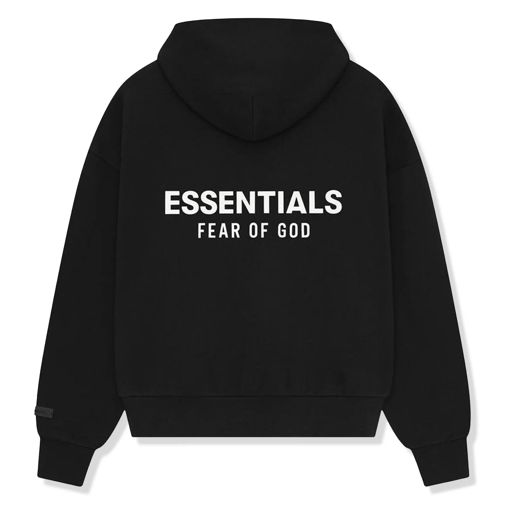Back View of Fear Of God Essentials Classic Jet Black Hoodie 192AS252050F