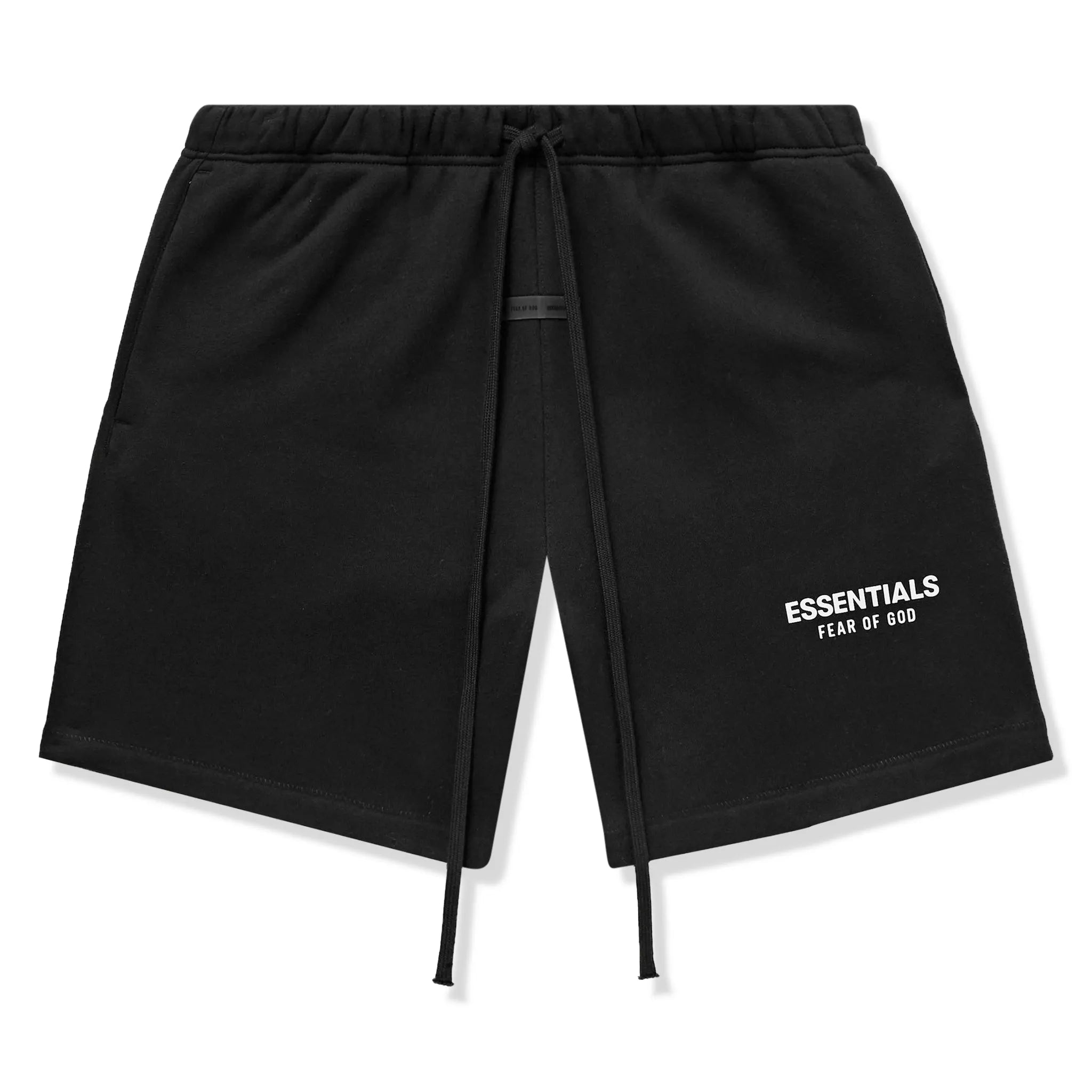 Front View of Fear Of God Essentials Classic Jet Black Shorts (SS24) 160as252000f