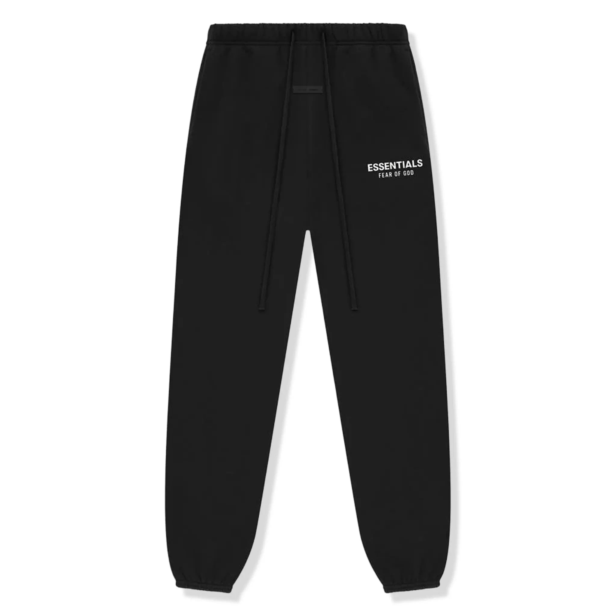 Front View of Fear Of God Essentials Classic Jet Black Sweatpants 130AS252020