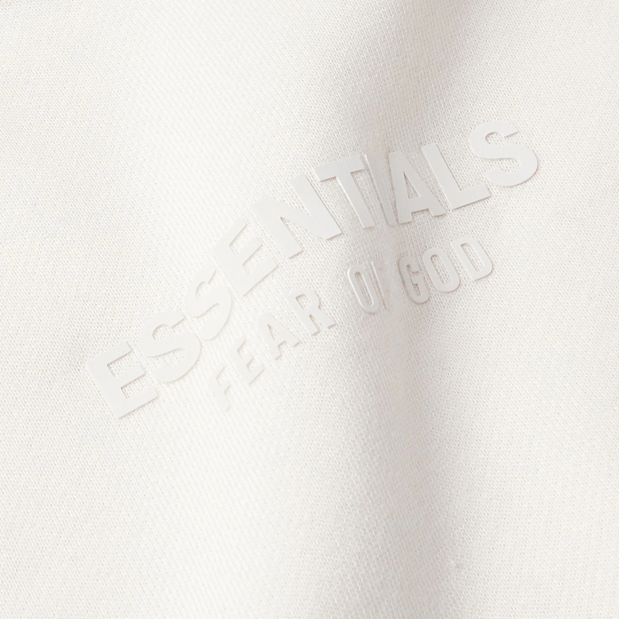 Logo view of Fear Of God Essentials Cloud Dancer Hoodie