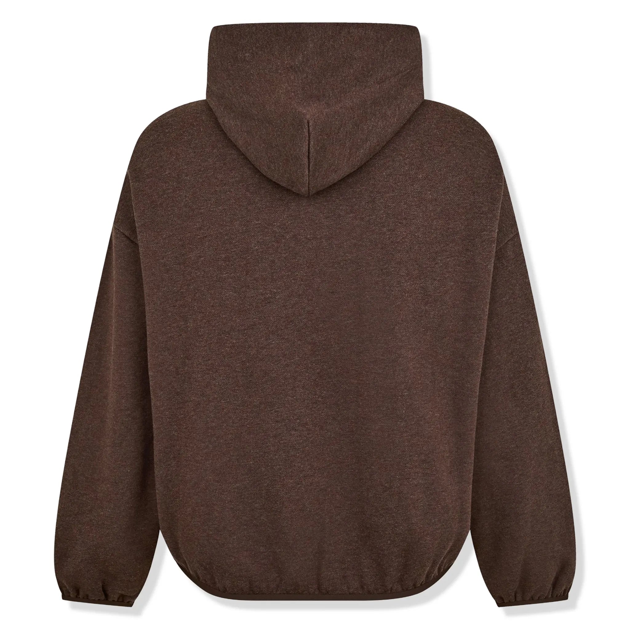 Back View of Fear Of God Essentials Core Collection Heather Wood Hoodie (SS24)