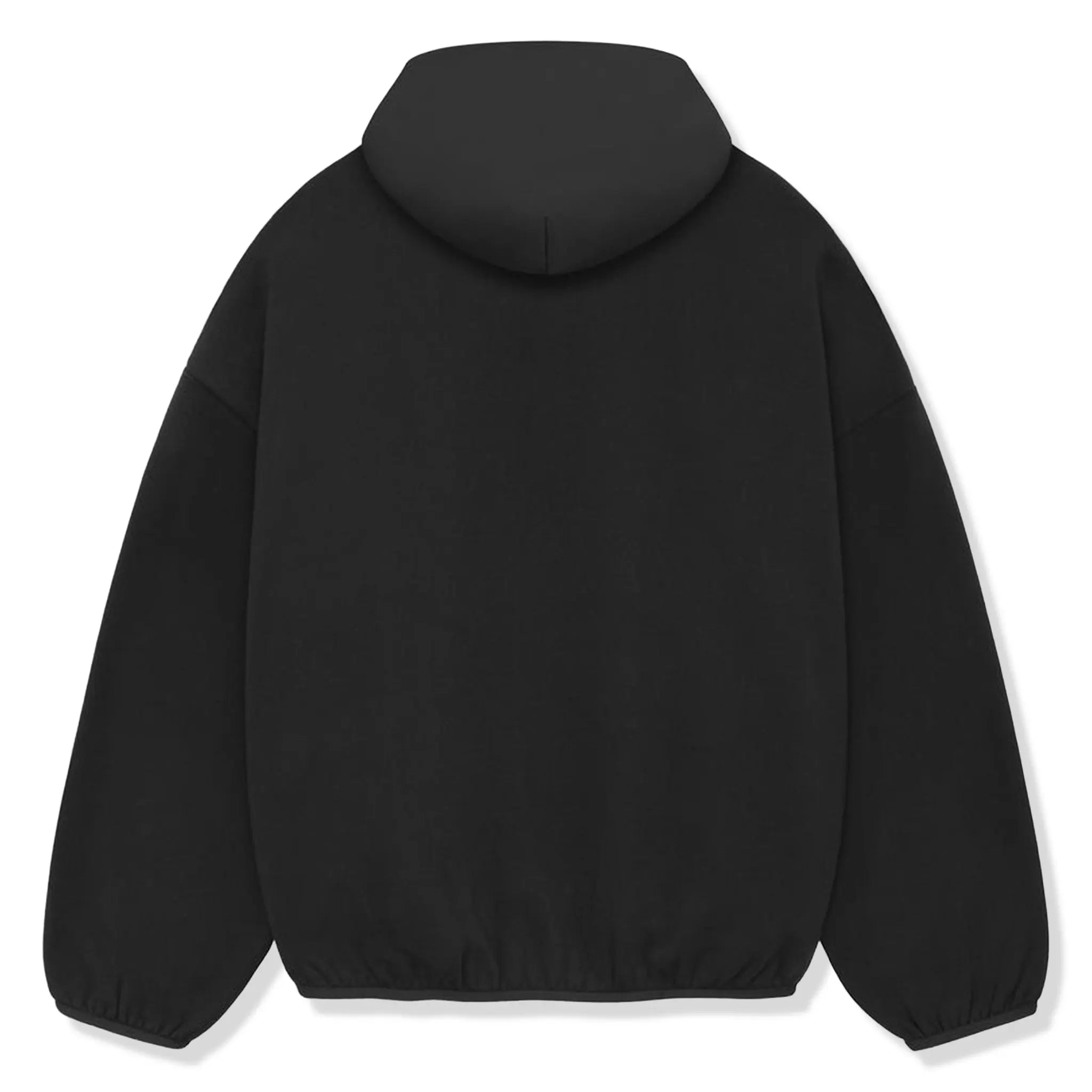 Back View of Fear Of God Essentials Core Collection Nylon Fleece Black Hoodie (SS24) 202SU244310F