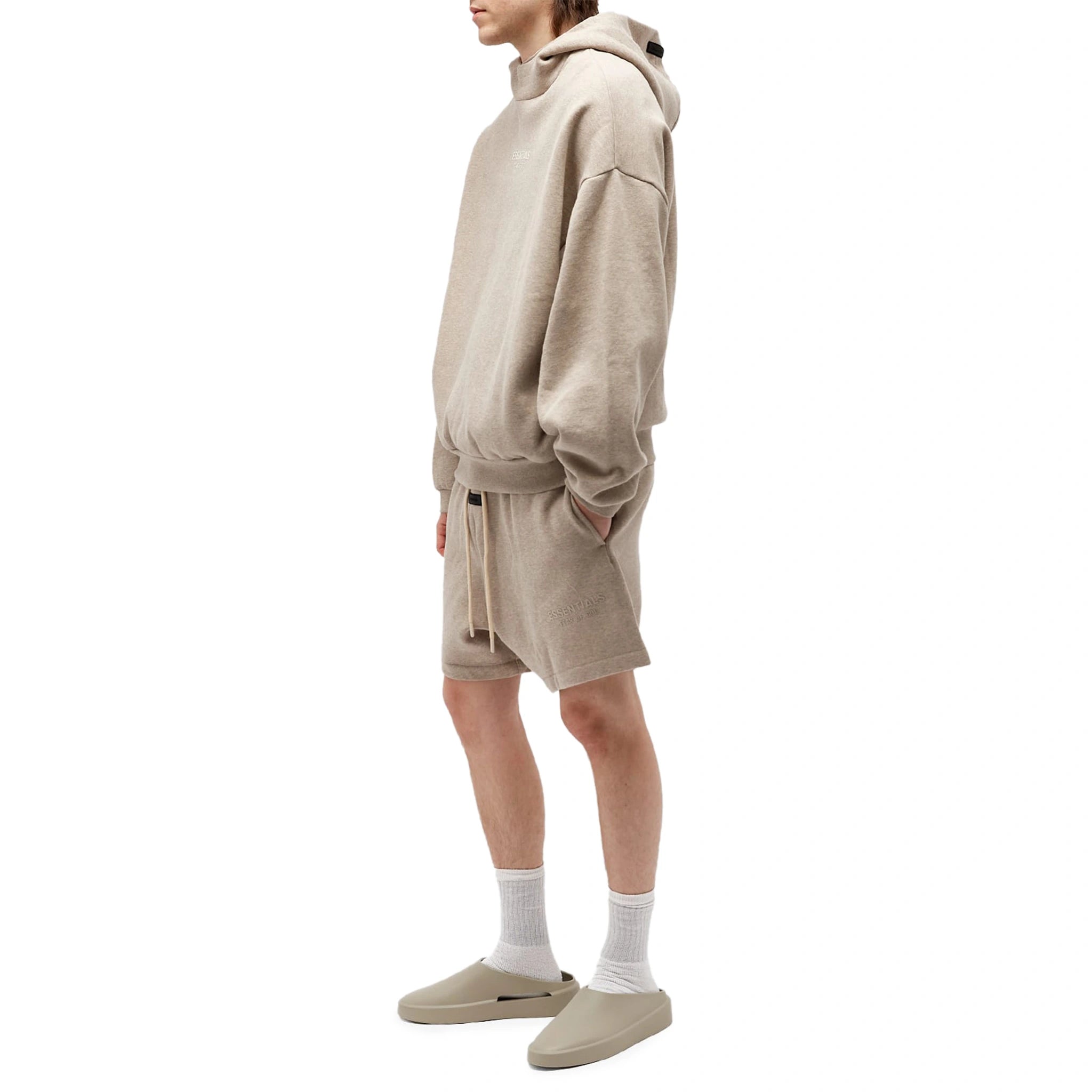 Model view of Fear Of God Essentials Core Heather Shorts (FW23) 160BT232004F