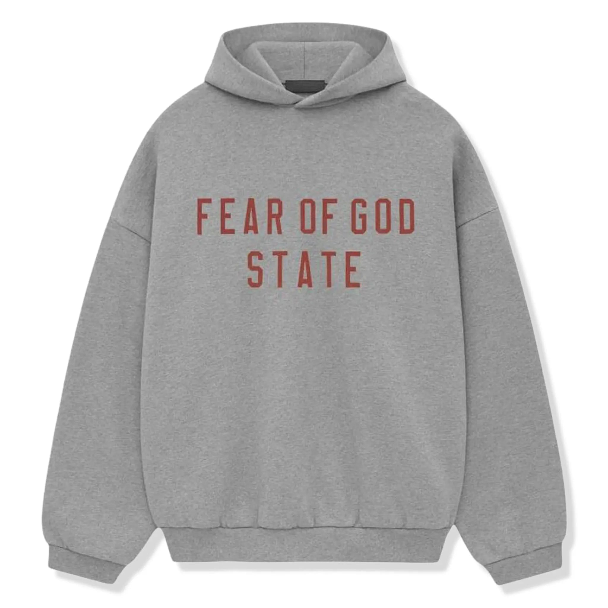 Front View of Fear Of God Essentials Dark Heather Grey State Hoodie 192BT246251F