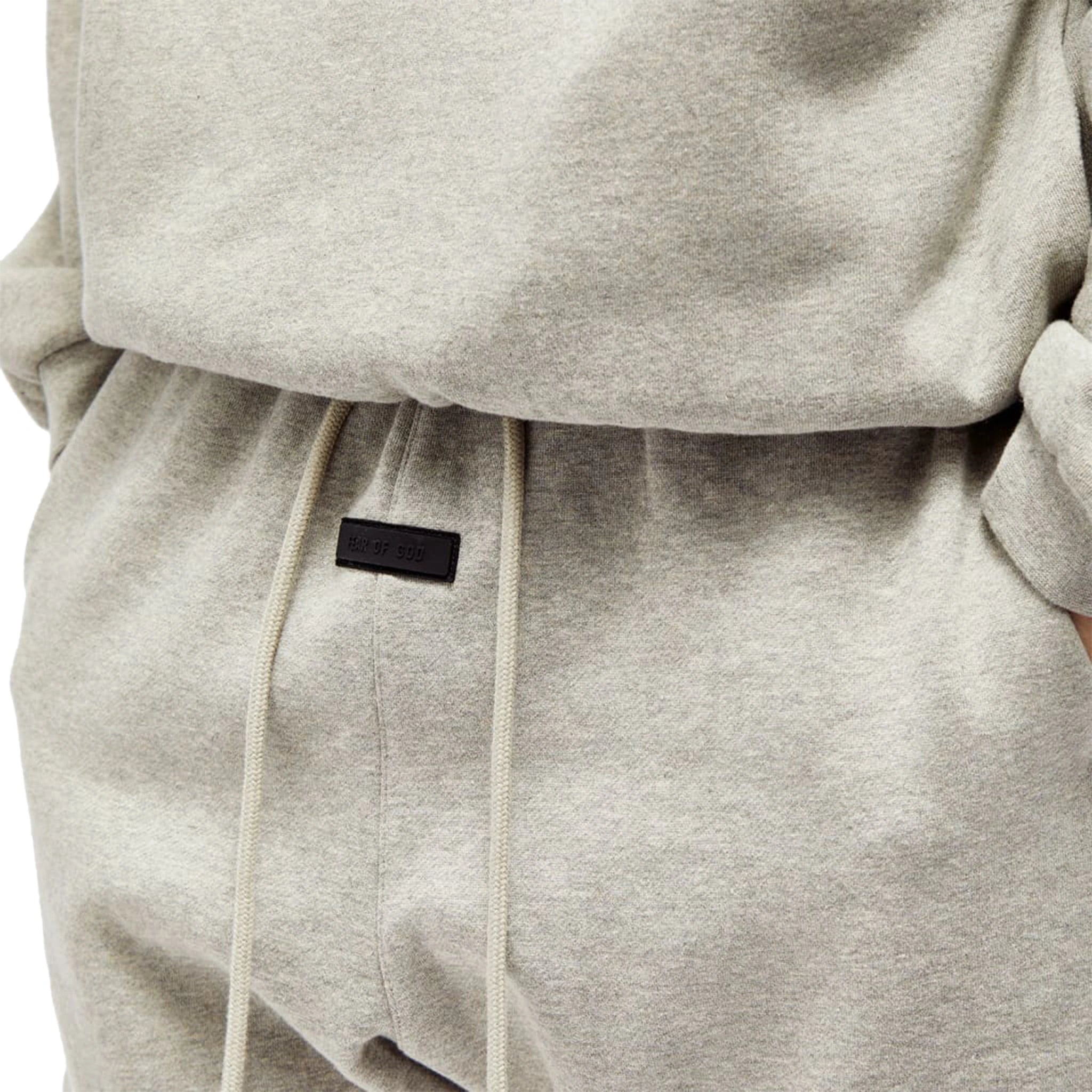 Detail view of Fear Of God Essentials Dark Heather Oatmeal Shorts (FW23) 160SP242003F