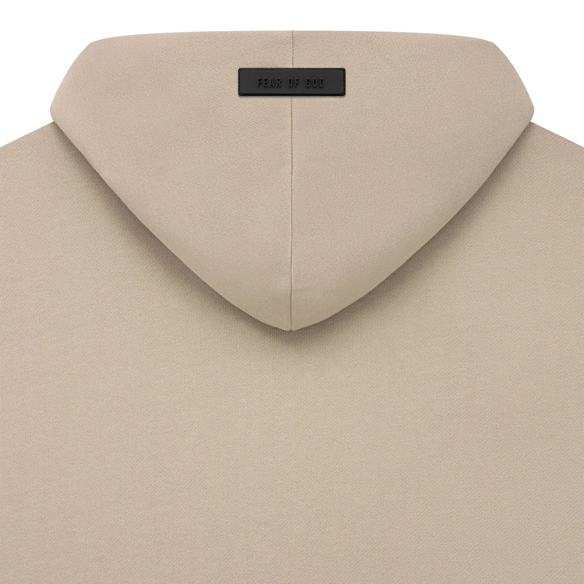 Hood view of Fear Of God Essentials Dusty Beige Hoodie (FW23) 192SP232055F