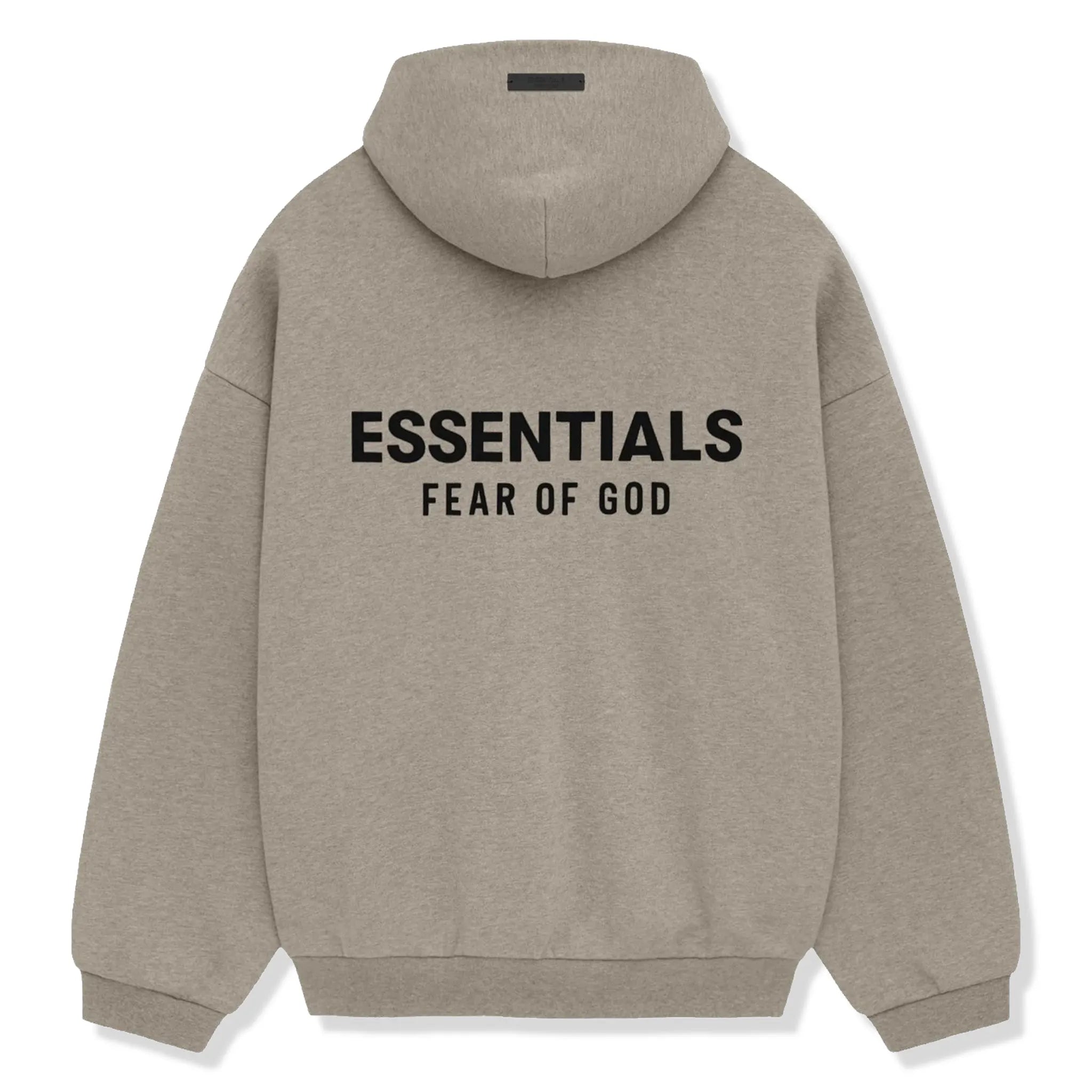 Back View of Fear Of God Essentials Fleece Heather Grey Hoodie (FW24) 192HO246259F