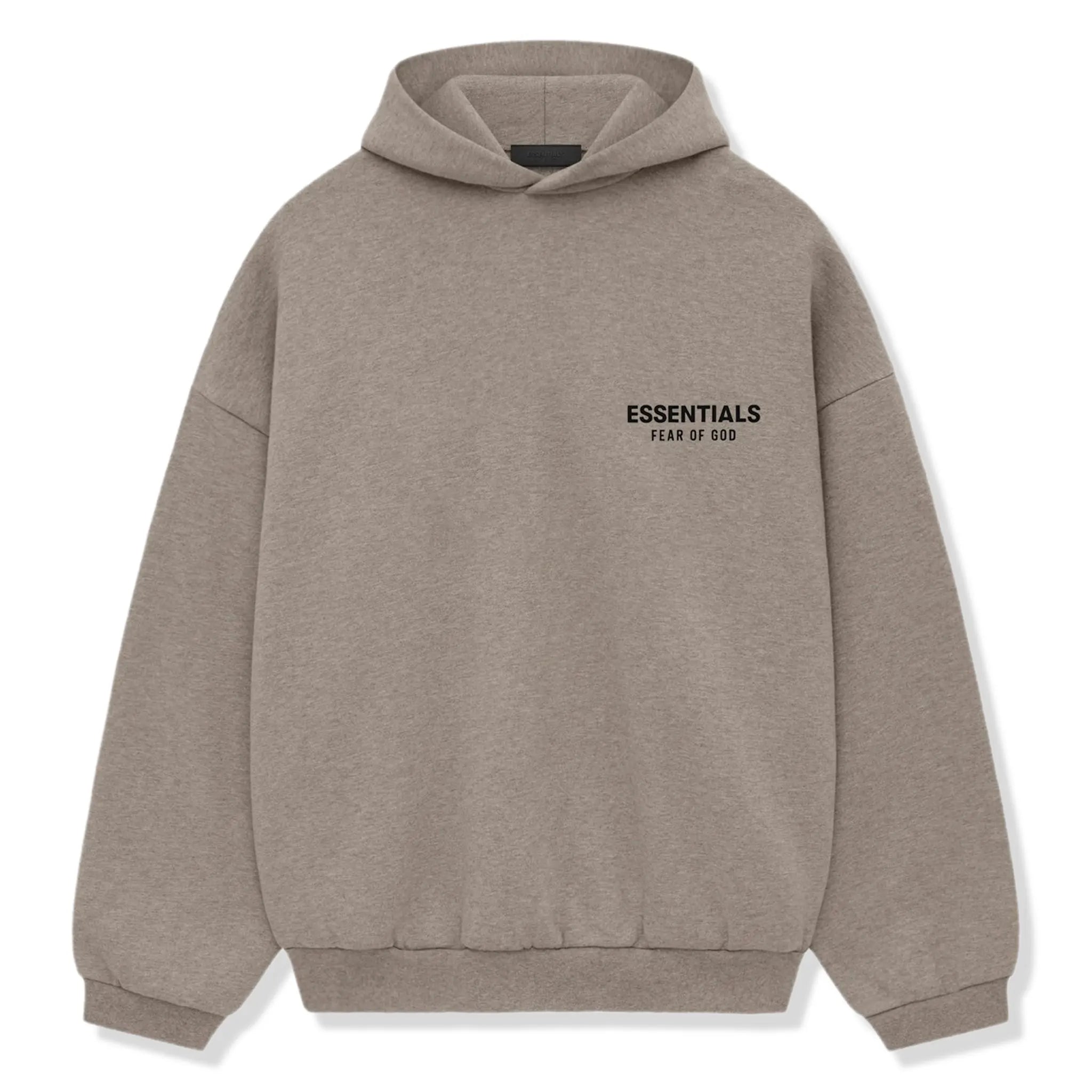 Front View of Fear Of God Essentials Fleece Heather Grey Hoodie (FW24) 192HO246259F