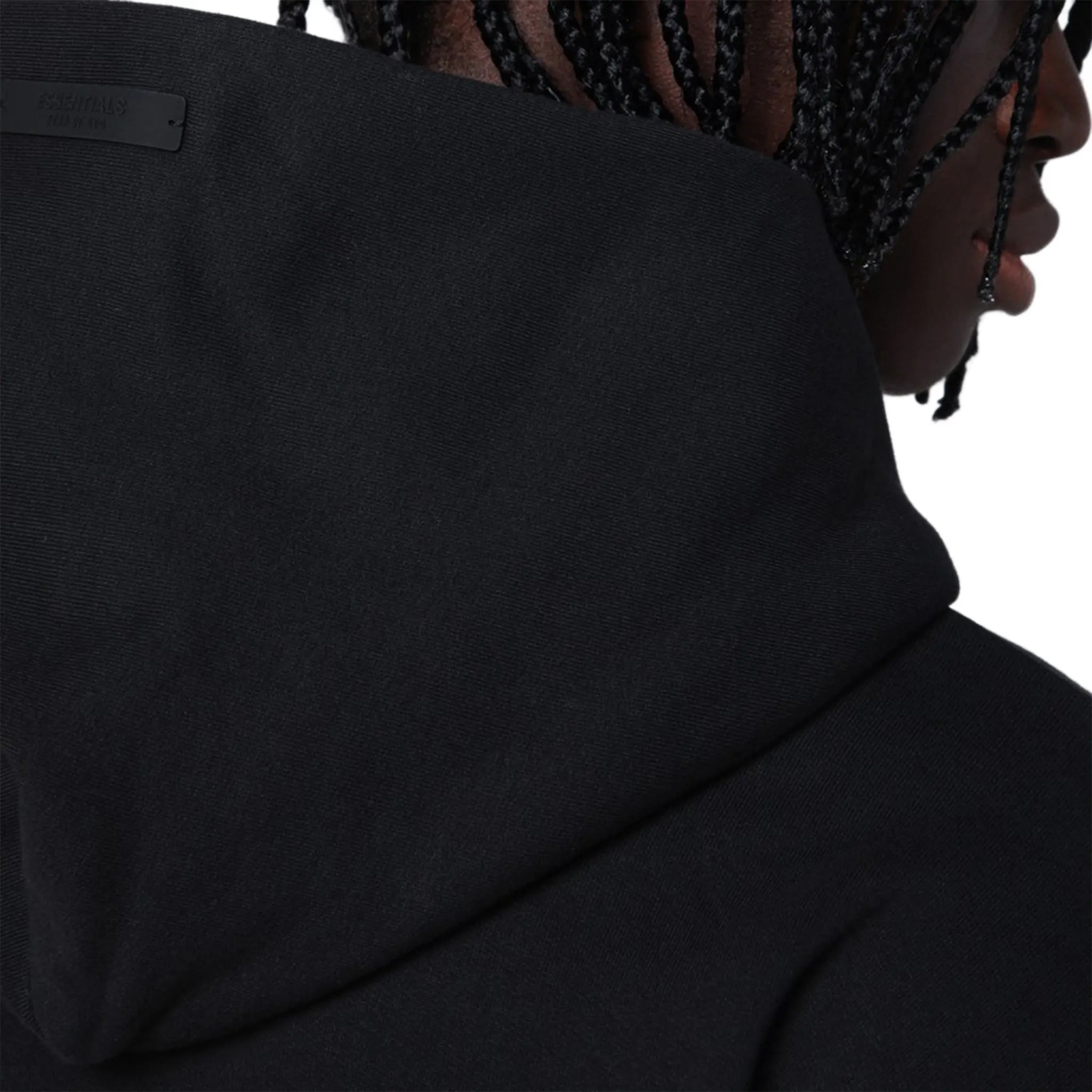 Detailed View of Fear Of God Essentials Heavy Fleece Black Zip-Up Hoodie (FW24) 192BT246240F