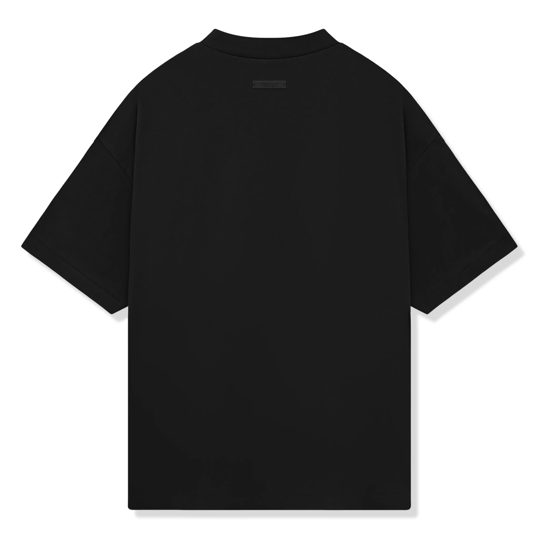 Back view of Fear Of God Essentials Jersey Crewneck Black T Shirt (FW24)